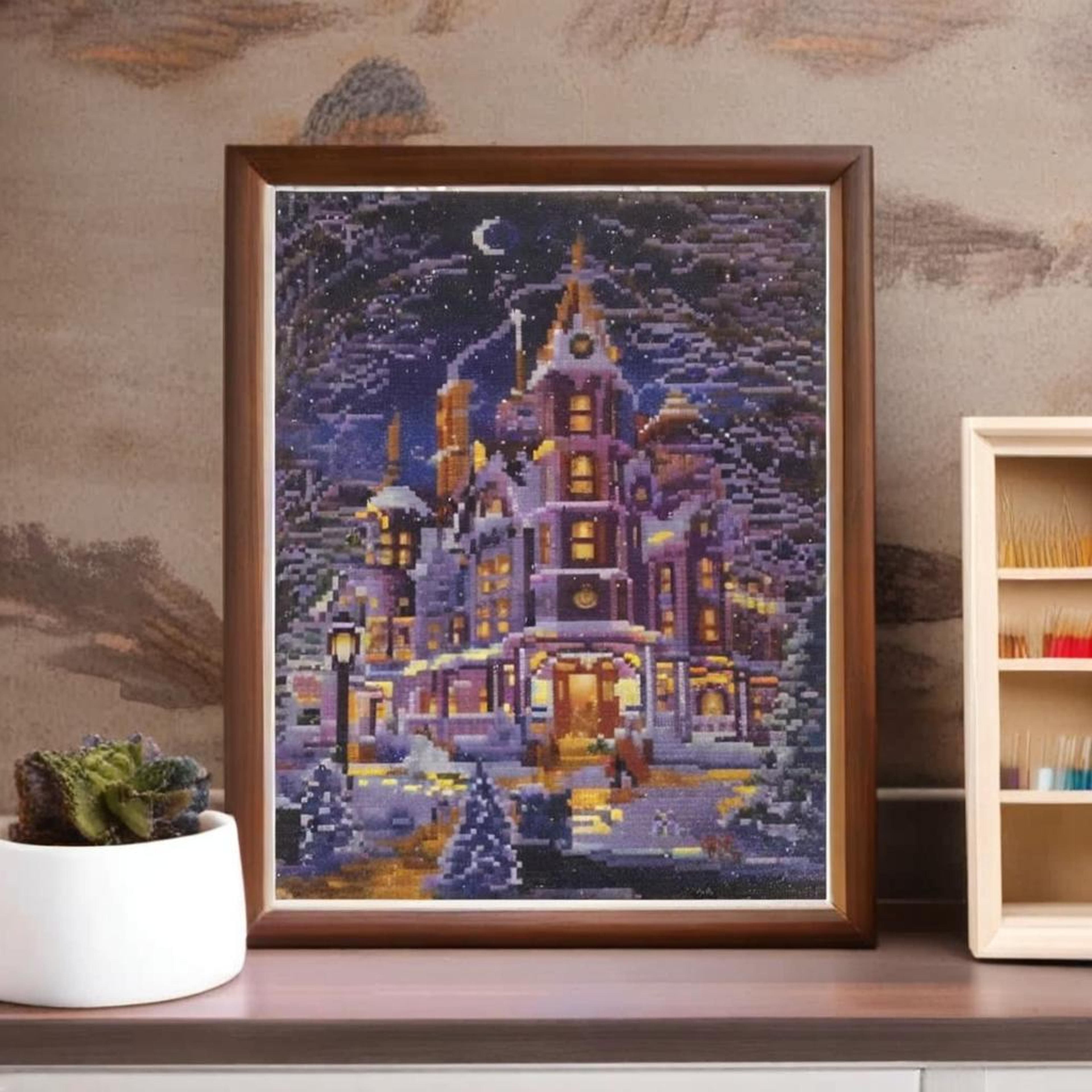 Sparkly Selections House in Winter Pre-Framed Diamond Painting Kit with Backlighting