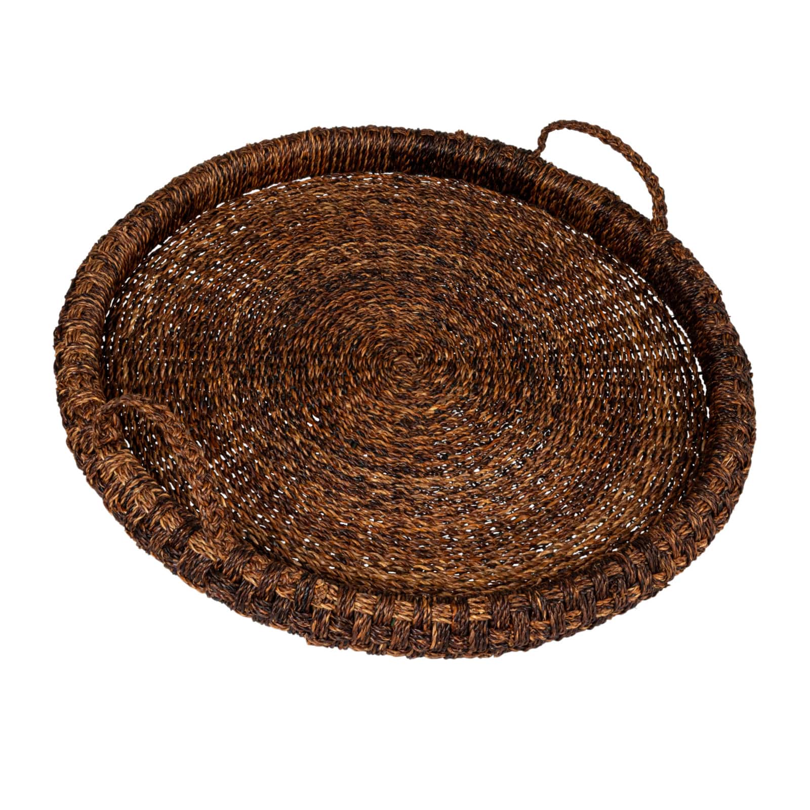 Hello Honey&#xAE; 29&#x22; Dark Brown Artisanal Bankuan Braided Tray with Handles