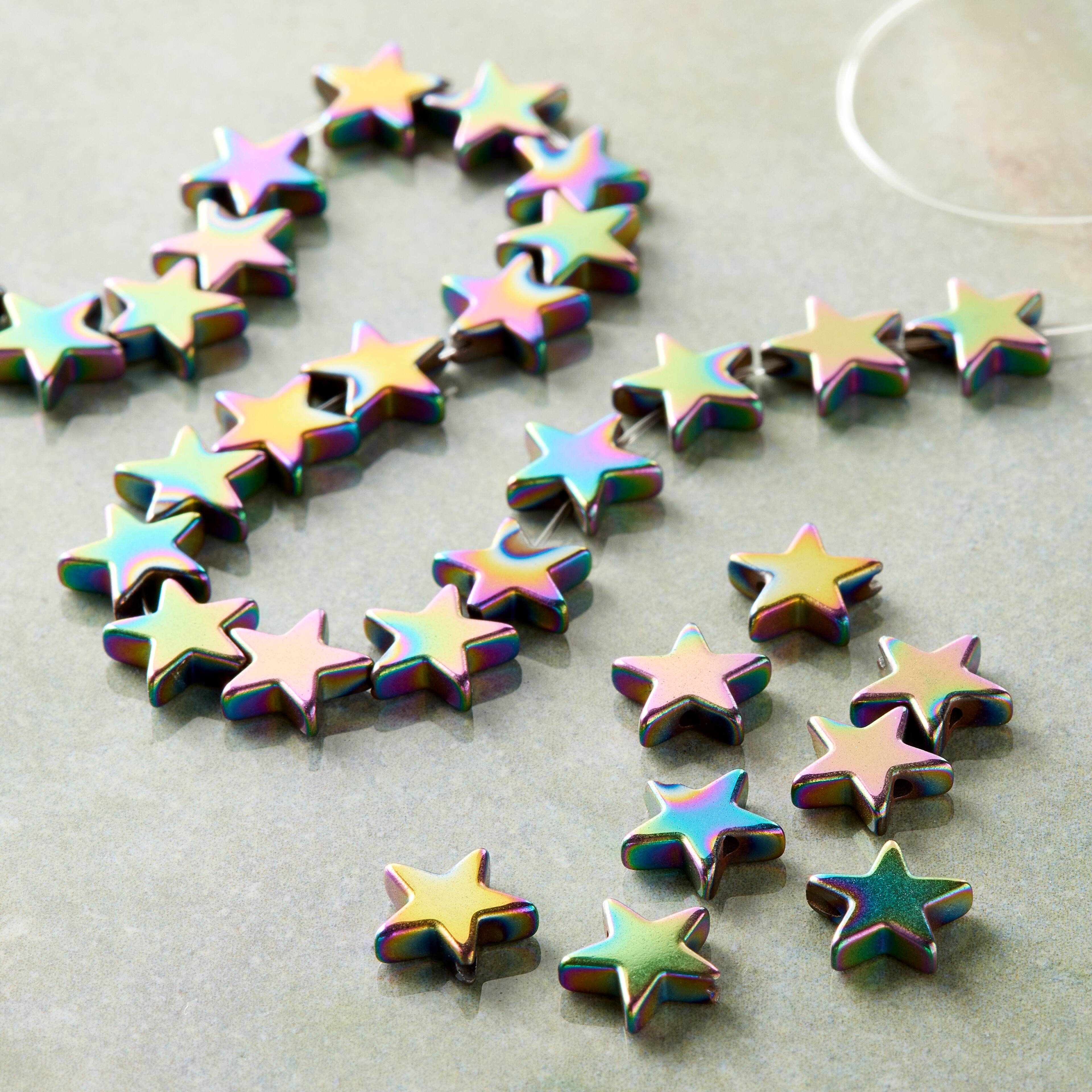 12 Pack: Silver Hematite Luster Star Beads, 8mm by Bead Landing&#x2122;