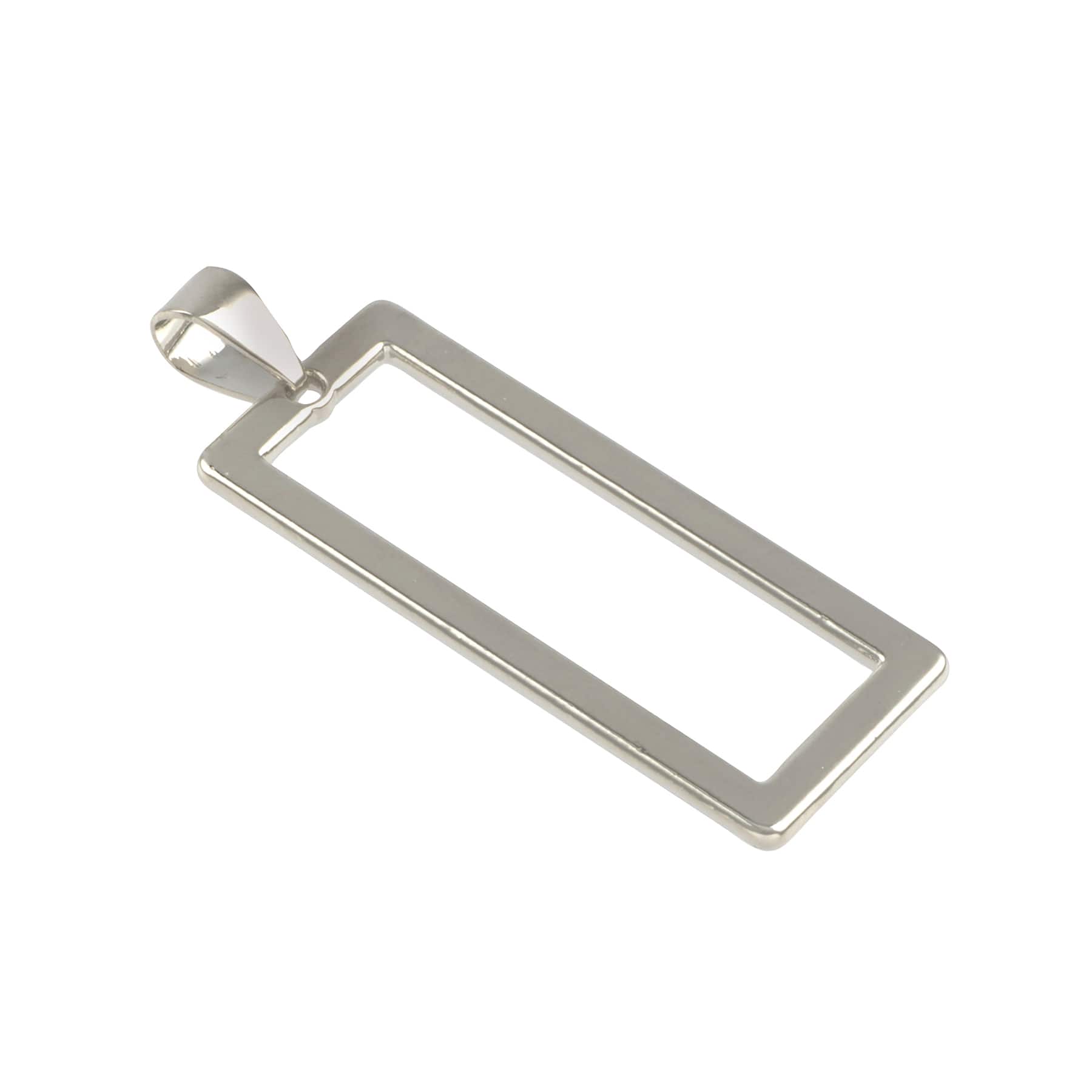 Rhodium Open Rectangle Pendant by Bead Landing™