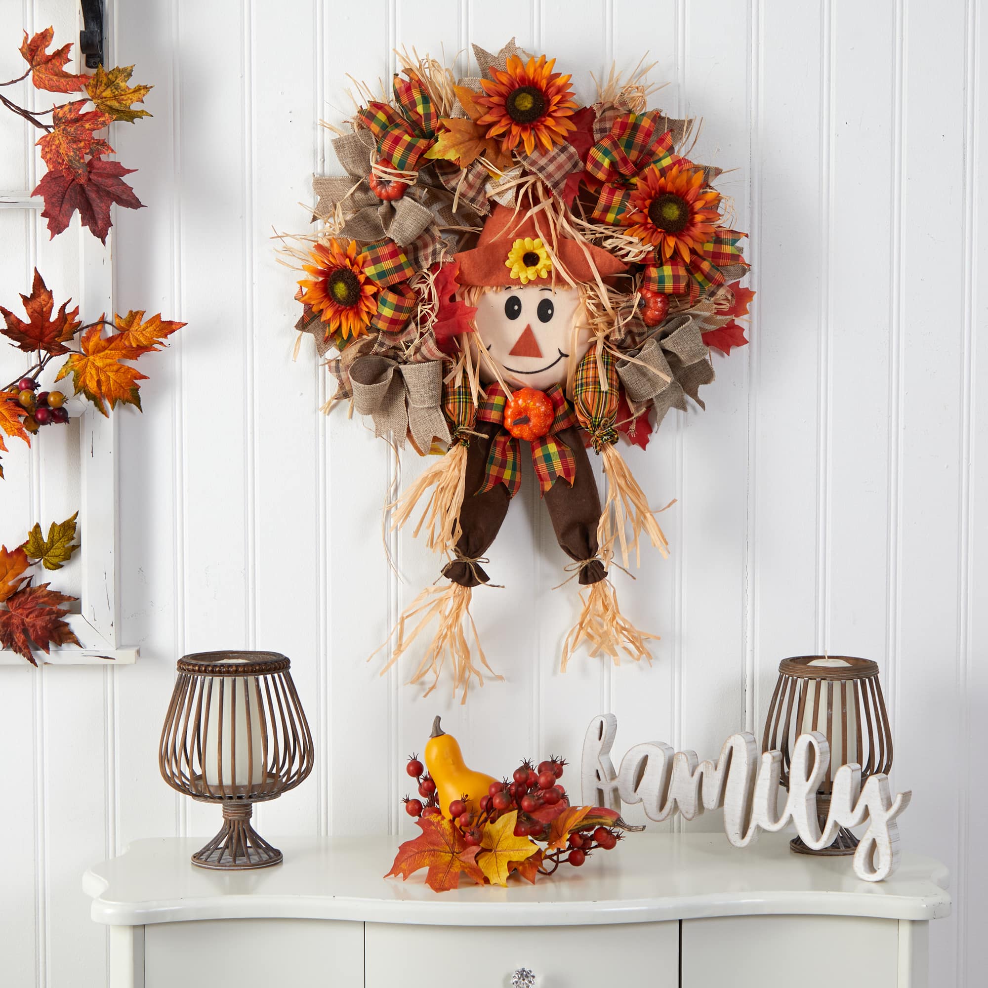 30" Scarecrow Autumn Wreath