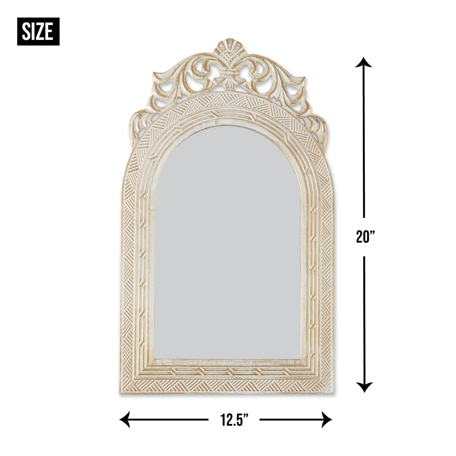 Arched-Top Antique White Wall Mirror