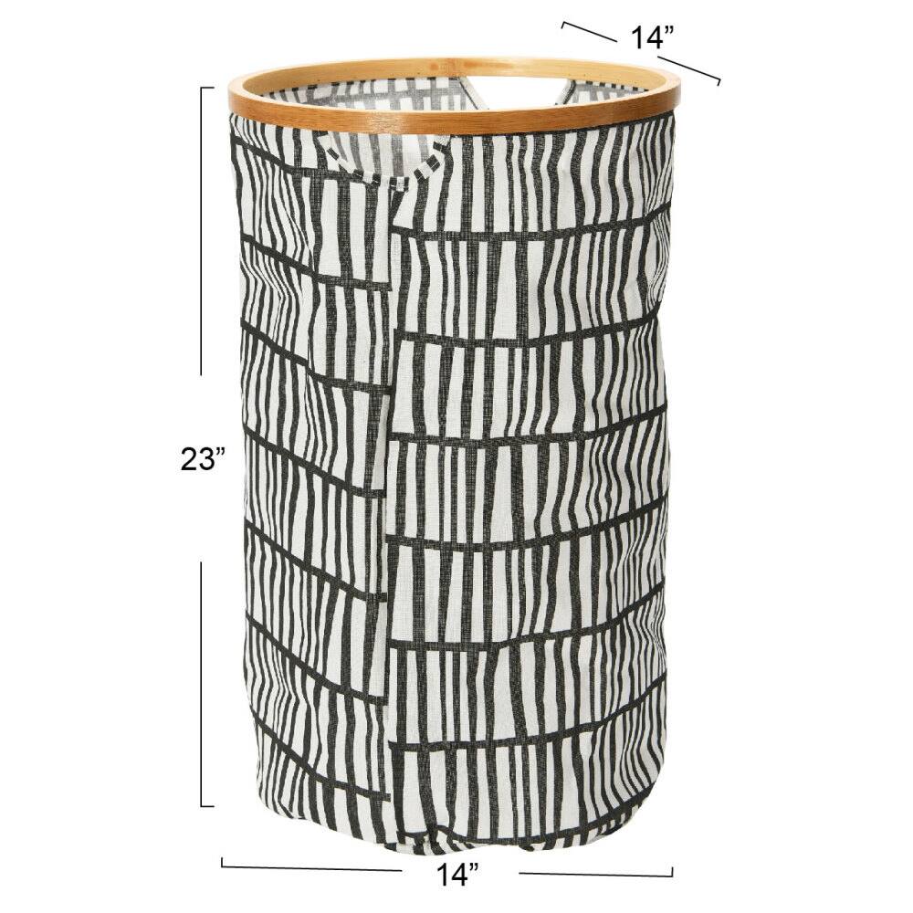 Household Essentials Krush Bamboo Rimmed Hamper (Round, Black)