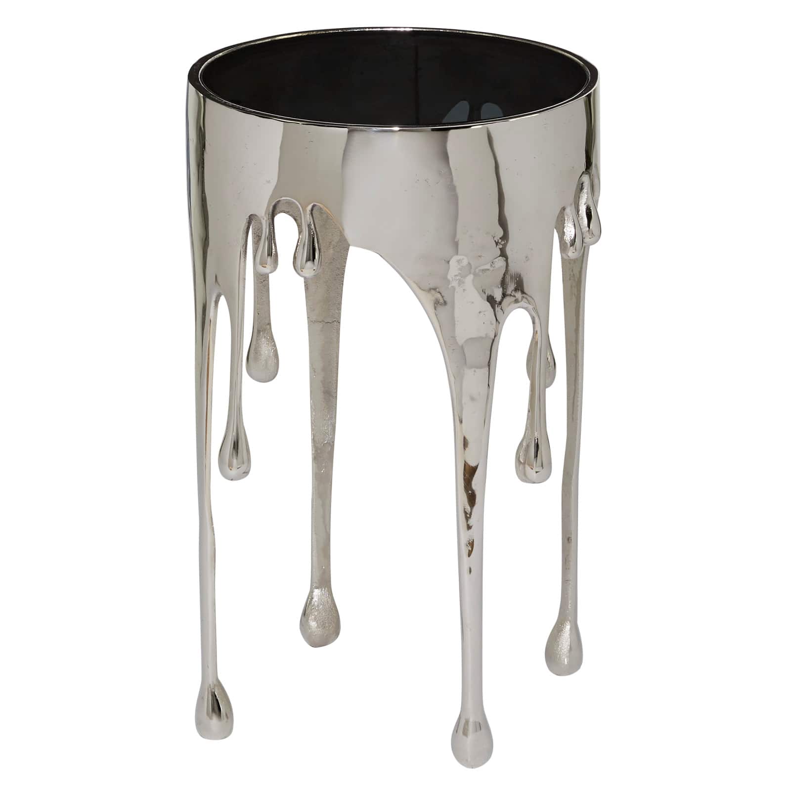 24&#x22; Silver Contemporary Aluminum Accent Table
