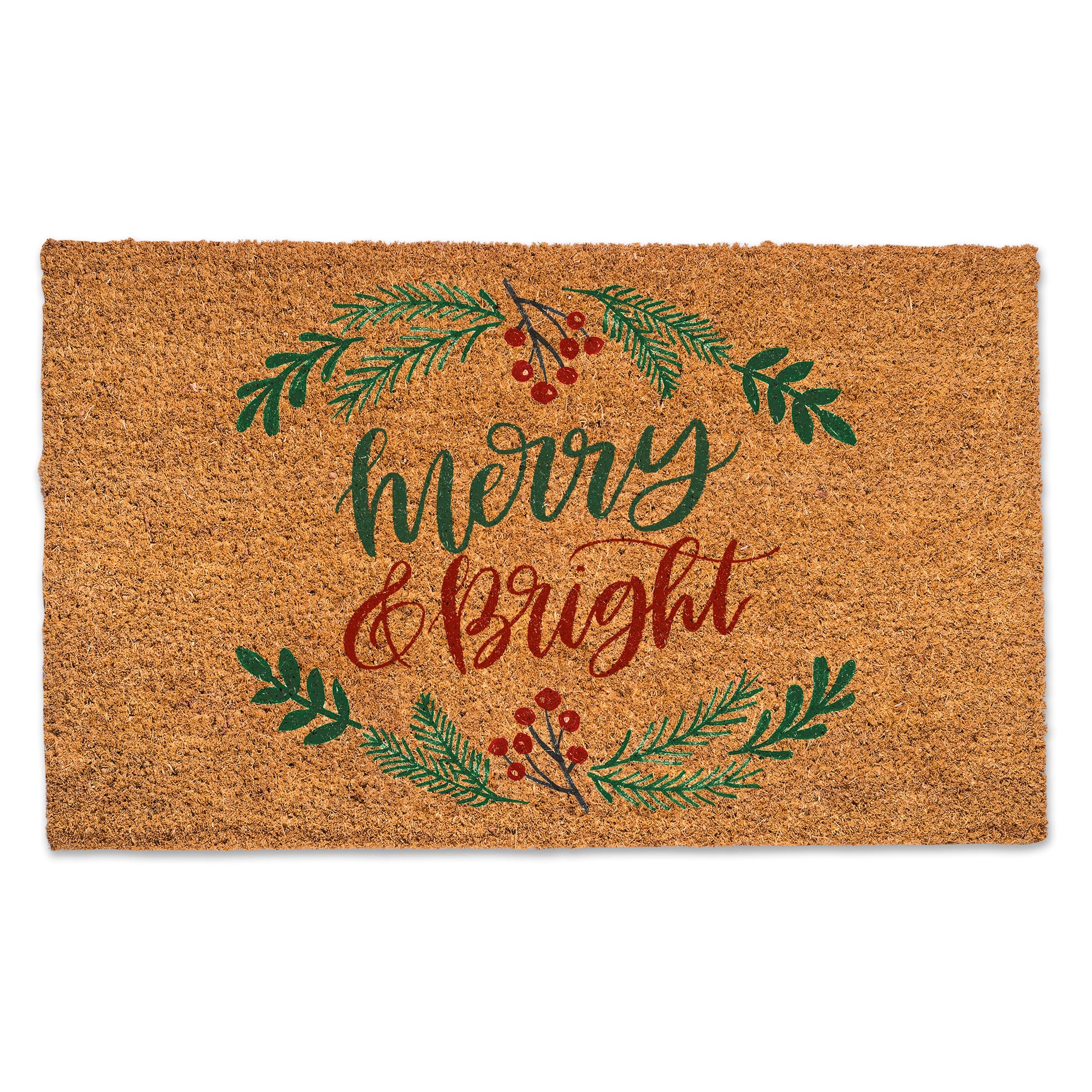 Merry and Bright Script 30" x 18" Door Mat