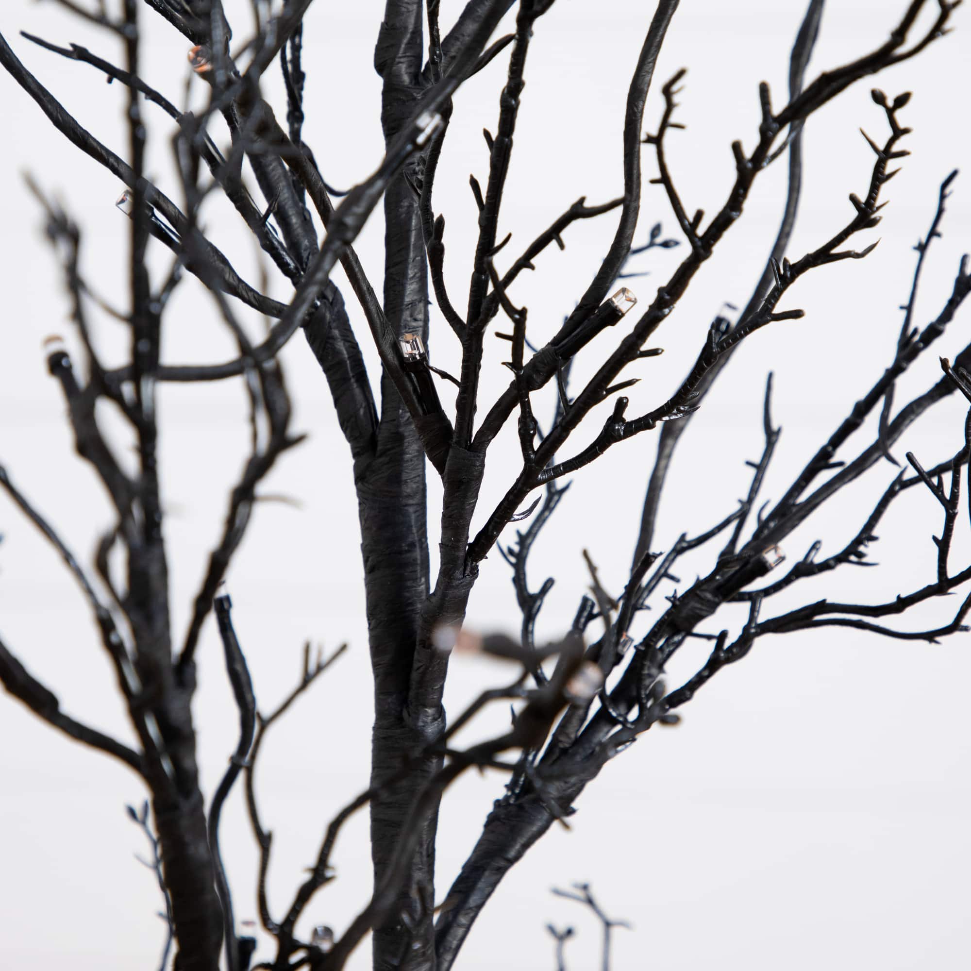4ft. Orange &#x26; Purple LED Pre-Lit Halloween Deluxe Black Twig Artificial Fall Tree