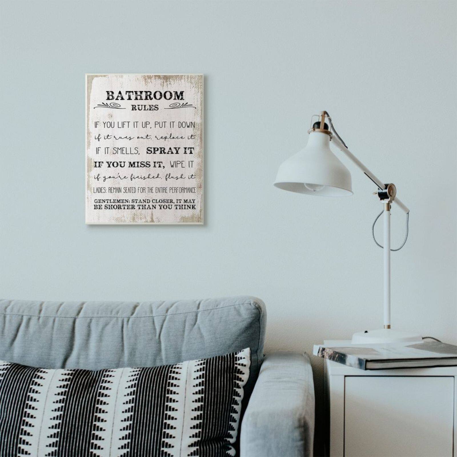 Stupell Industries Bathroom Rules Wood Wall Plaque