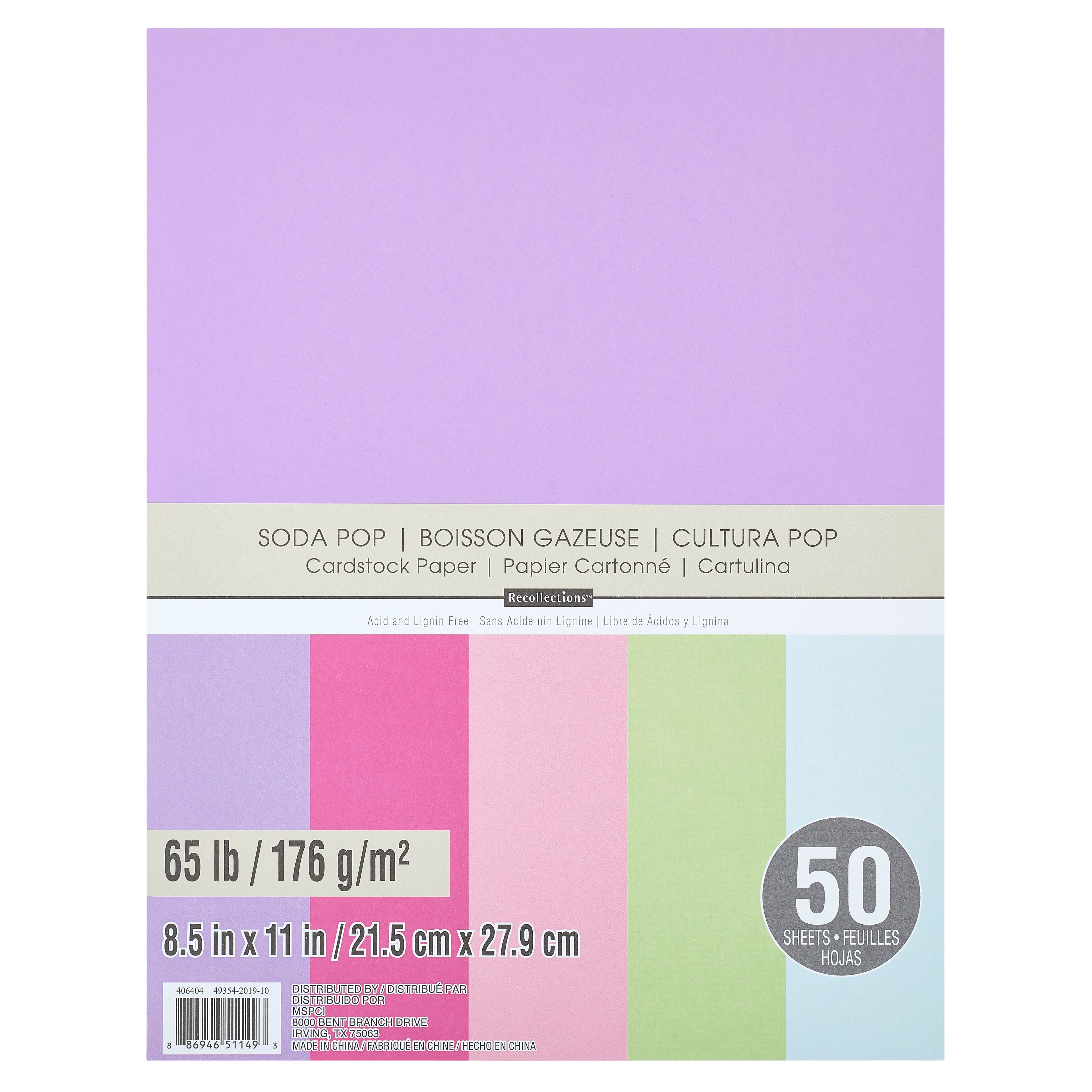 NEW Recollections BRIGHTS Cardstock Paper, 8.5 X 11 in. - 50 Sheet Value  Pack