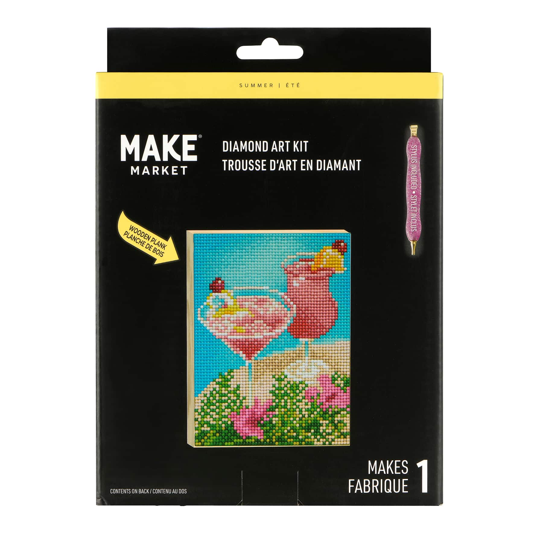 Cocktails Wood Plank Diamond Art Kit by Make Market&#xAE;