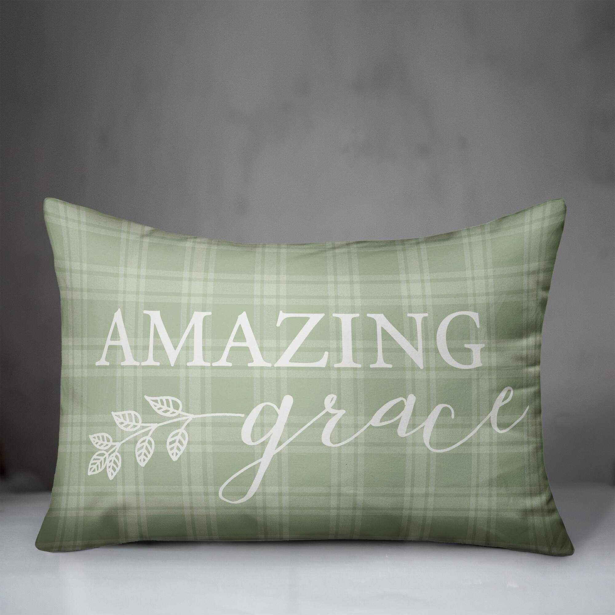 Amazing Grace Green Pillow 14" x 20" Throw Pillow