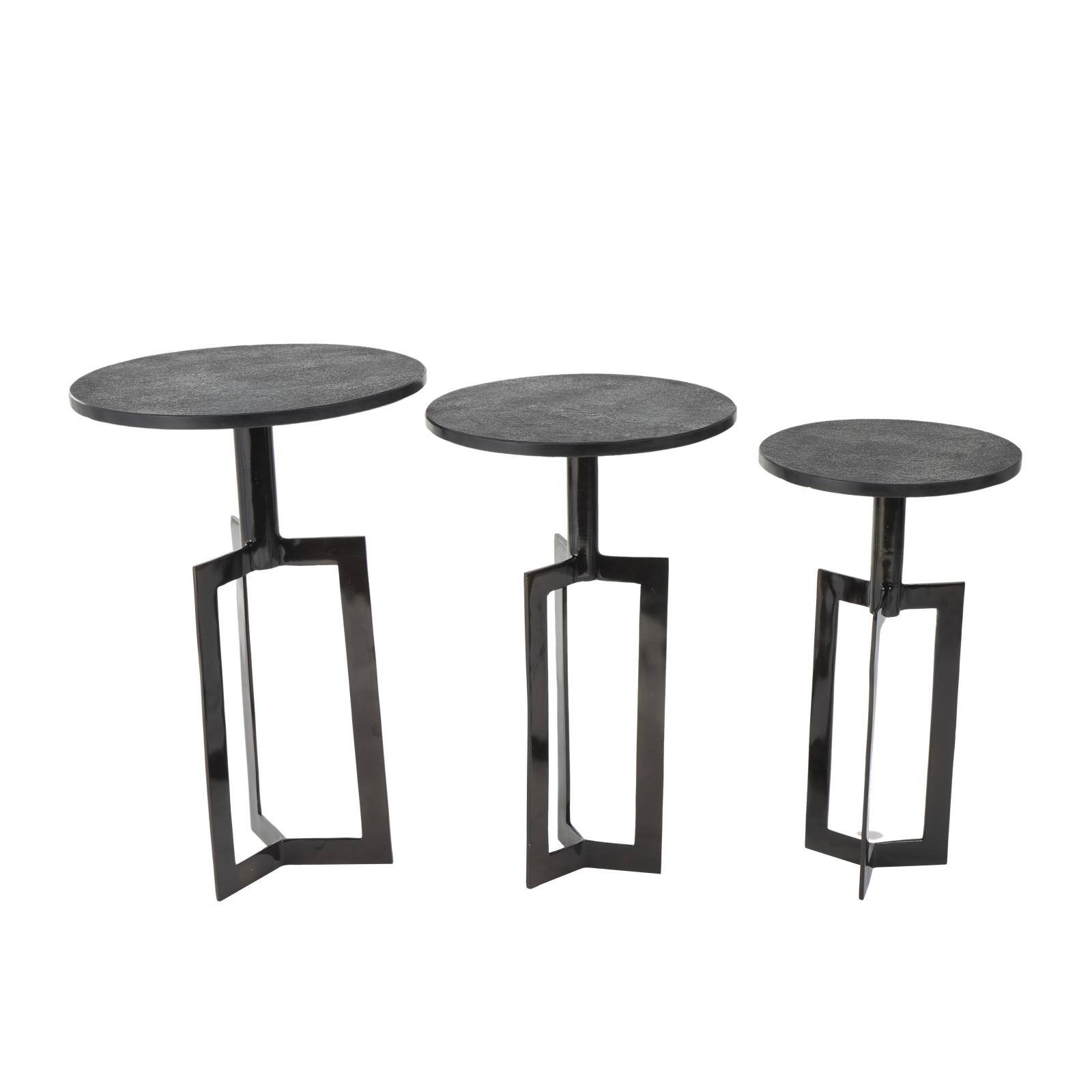 Black Aluminum Metal Tripod Accent Table Set