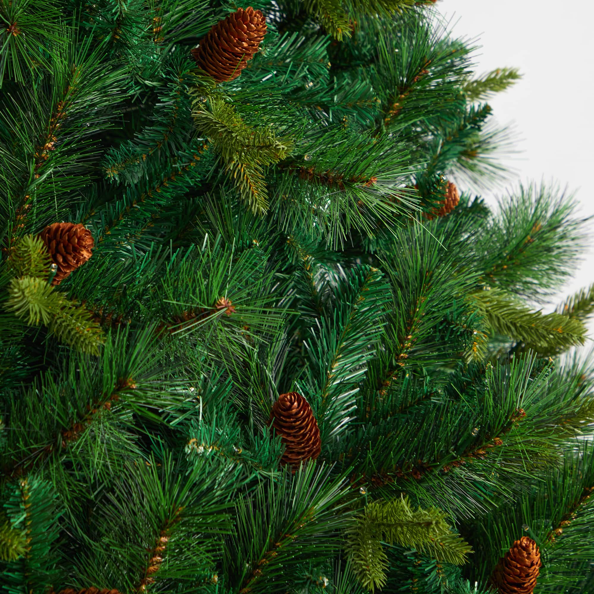 8ft. Pre-Lit West Virginia Mixed Pine Artificial Christmas Tree with Pinecones, Clear LED Lights