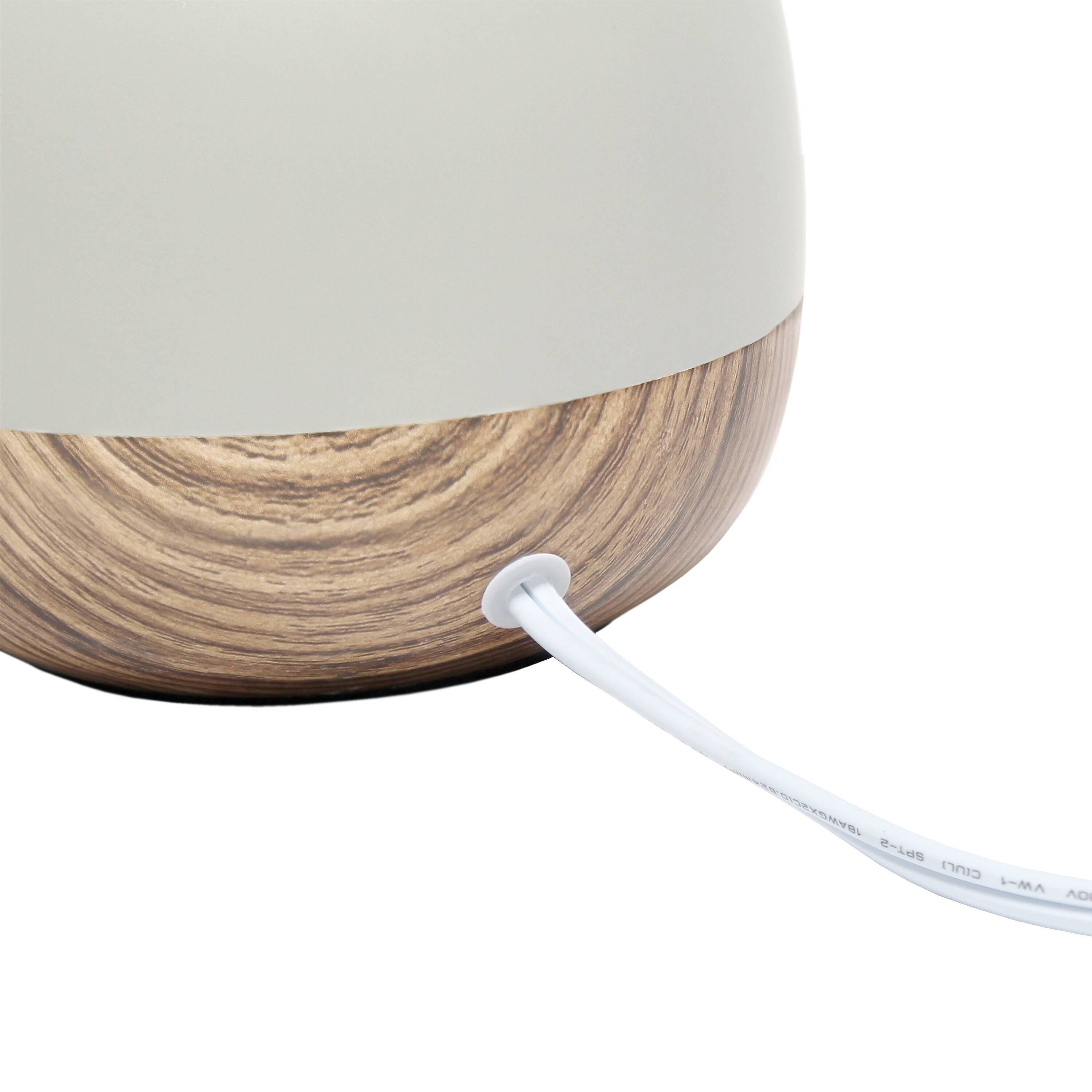 Simple Designs 12&#x22; Petite Mid Century Light Woodgrain Base Table Lamp