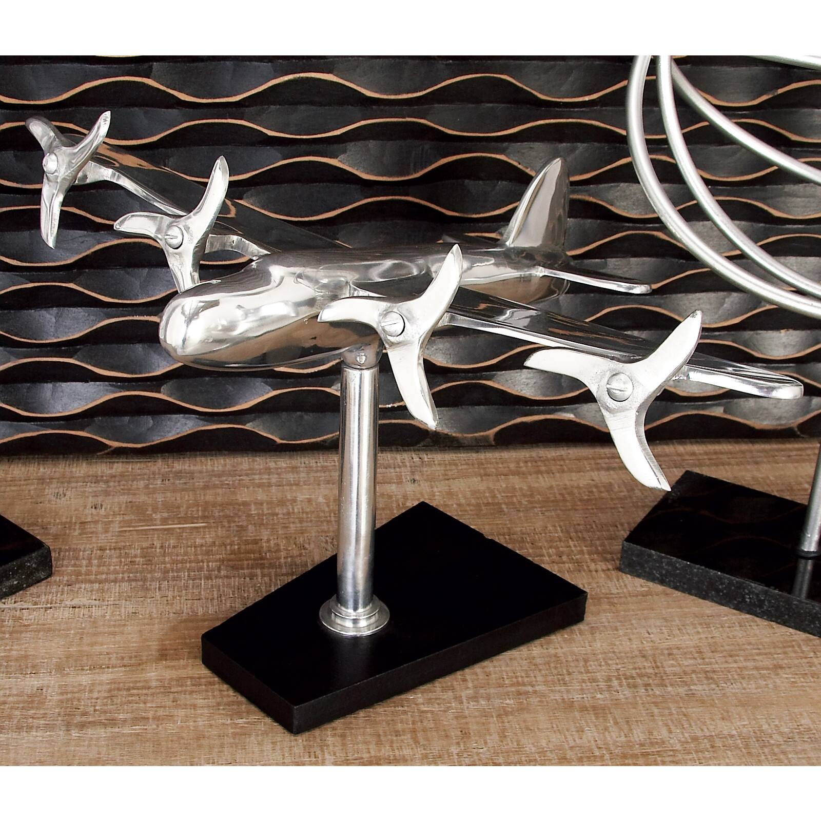 Silver Aluminum Sculpture, Airplane 11" x 12" x 16"