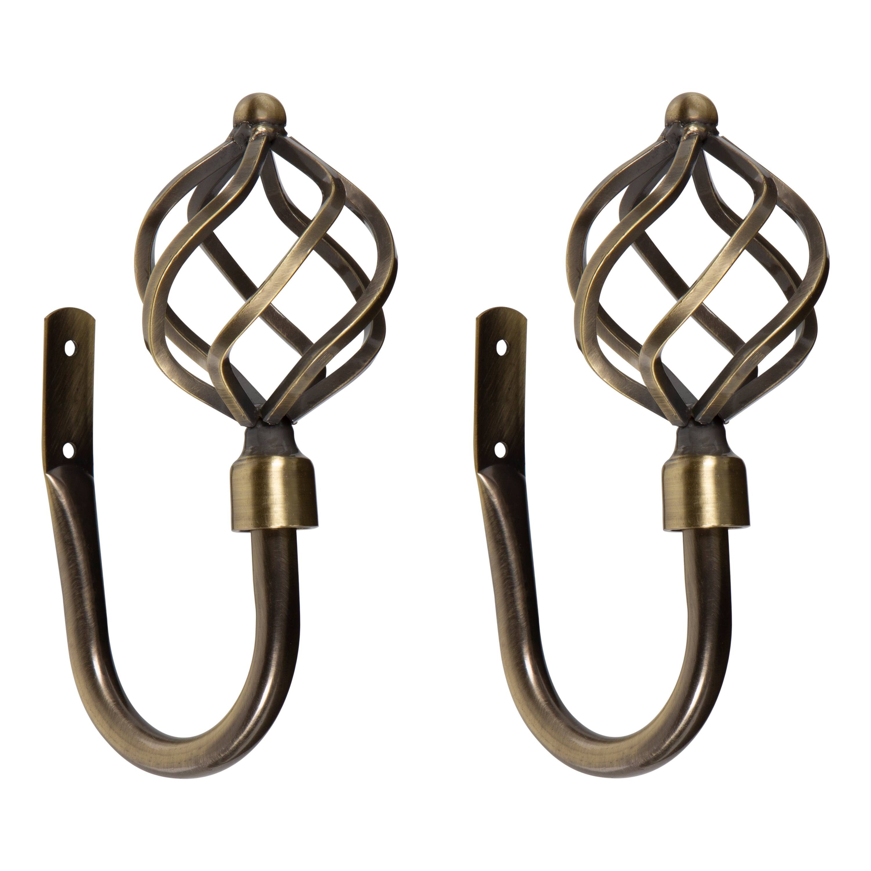 Home Details Antique Brass Royal Twist Curtain Holdback Set