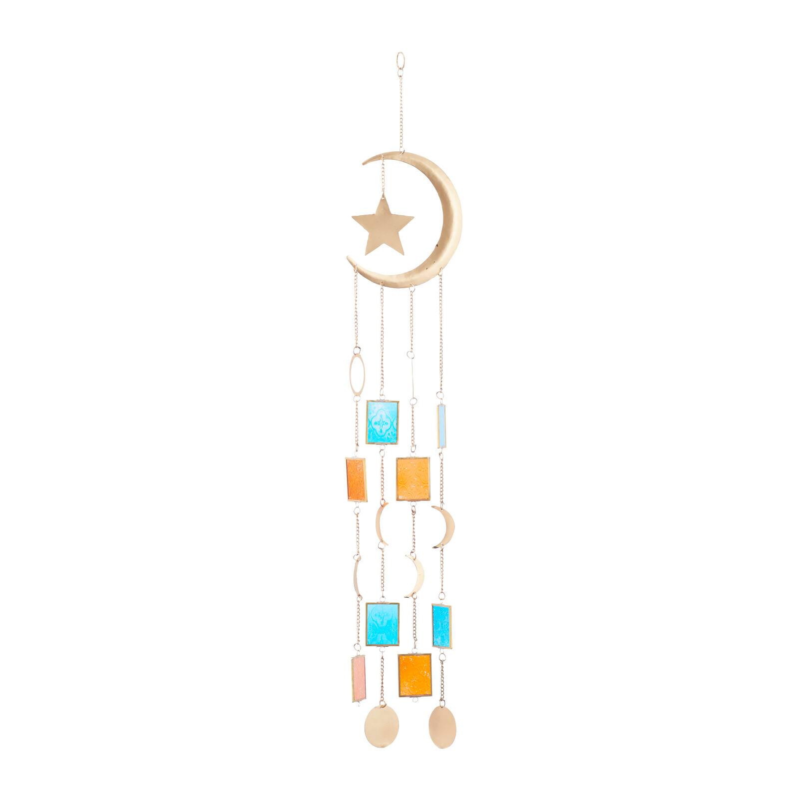 Gold Contemporary Moon and Sun Windchime, 8&#x22; x 2&#x22; x 41&#x22;