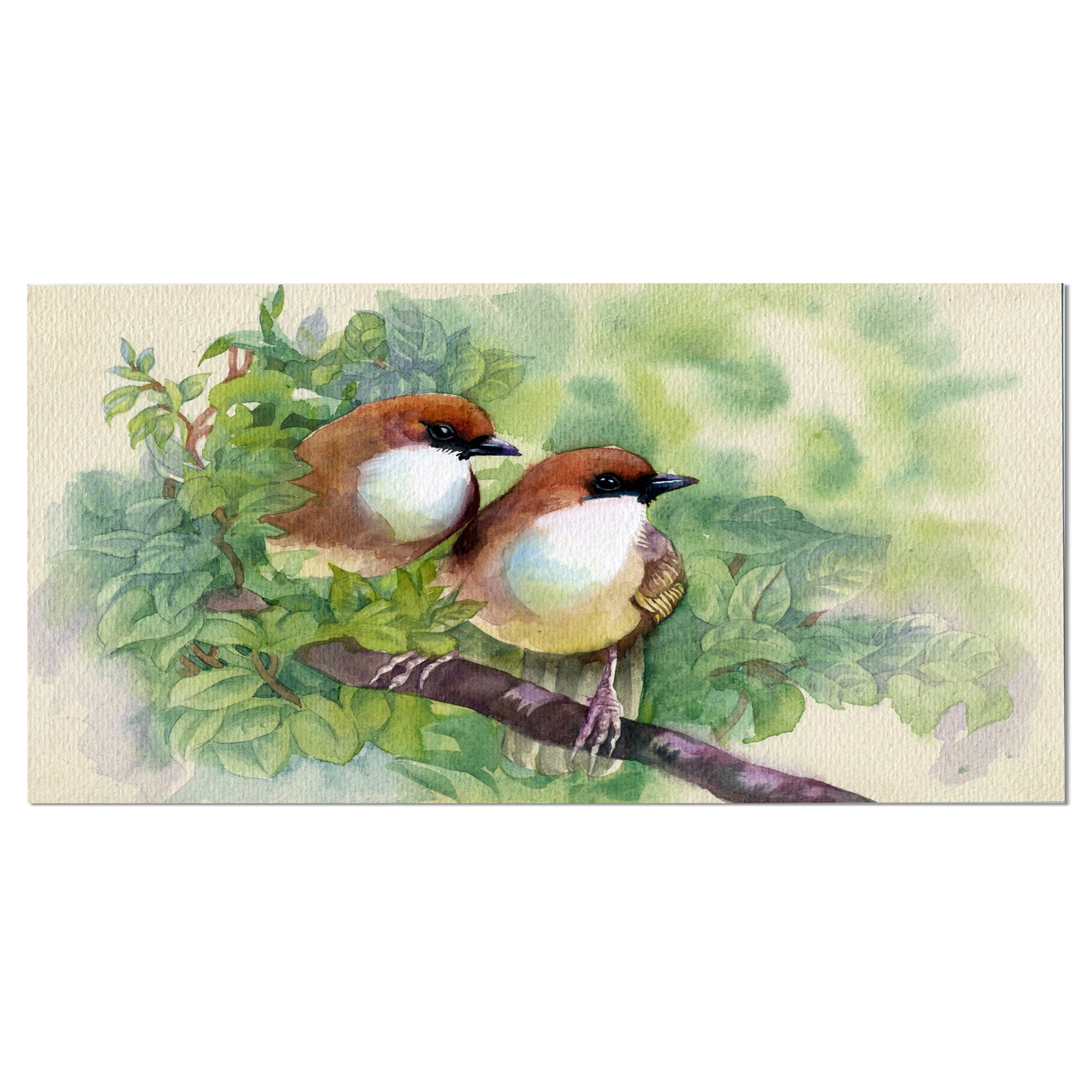 Designart - Birds of Spring - Modern Animal Painting Canvas Print