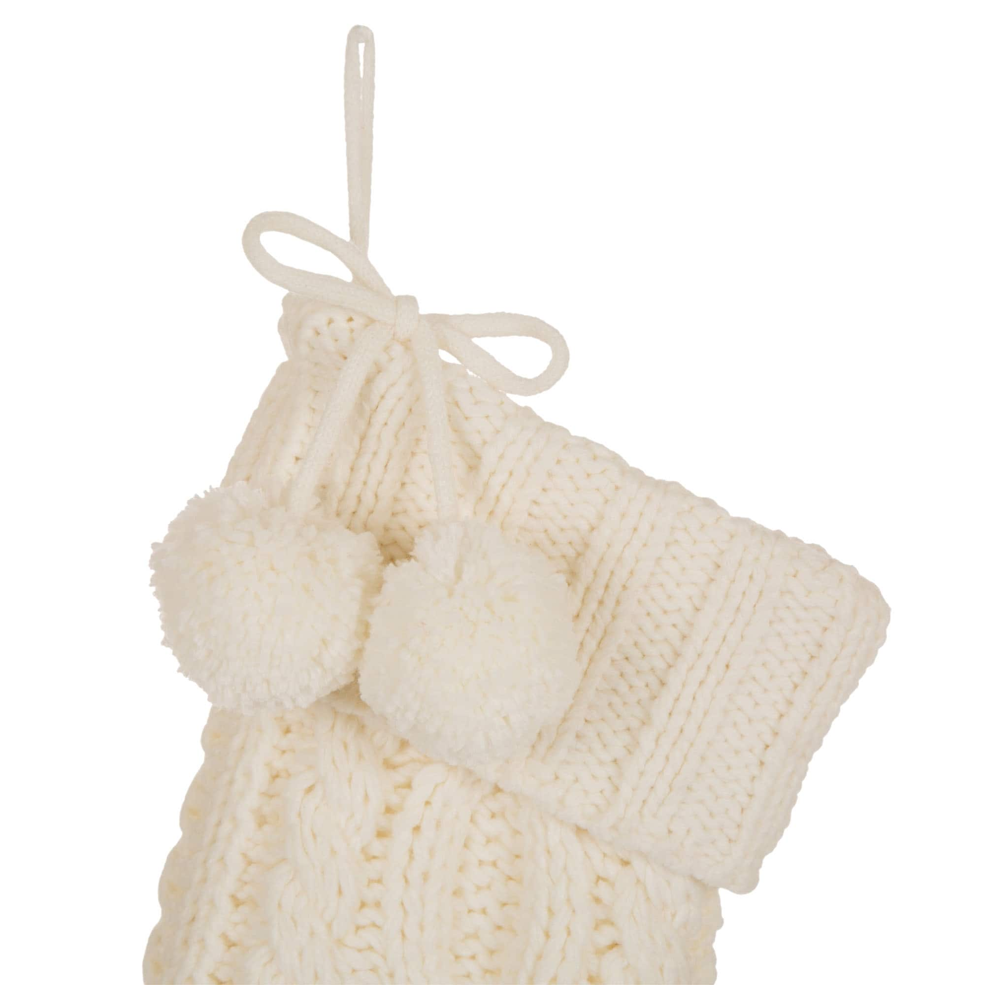 Glitzhome&#xAE; 24&#x22;Knitted Christmas Stockings with Pom Pom Balls, 2ct.