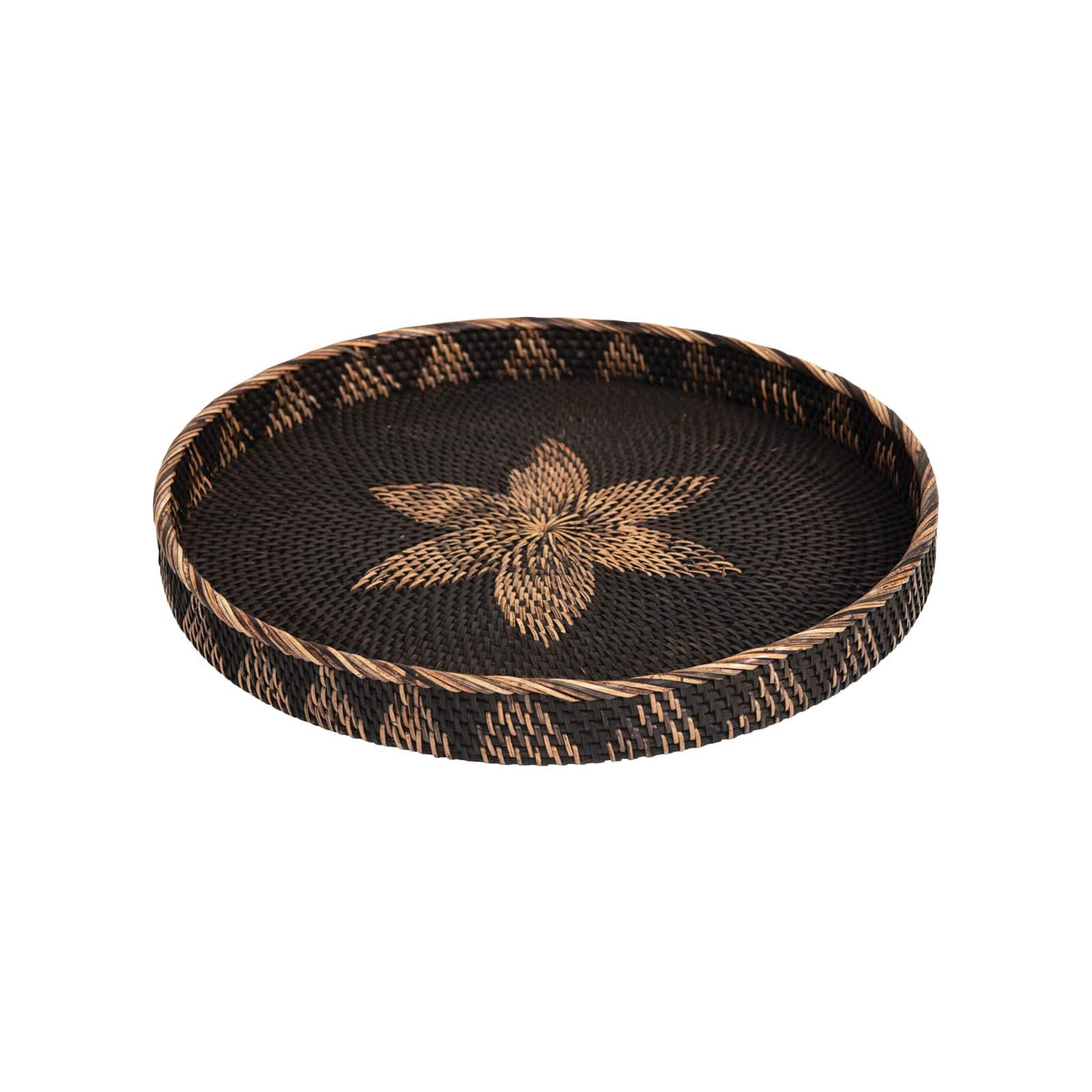 Hello Honey® Decorative Hand-Woven Rattan Tray With Flower Design