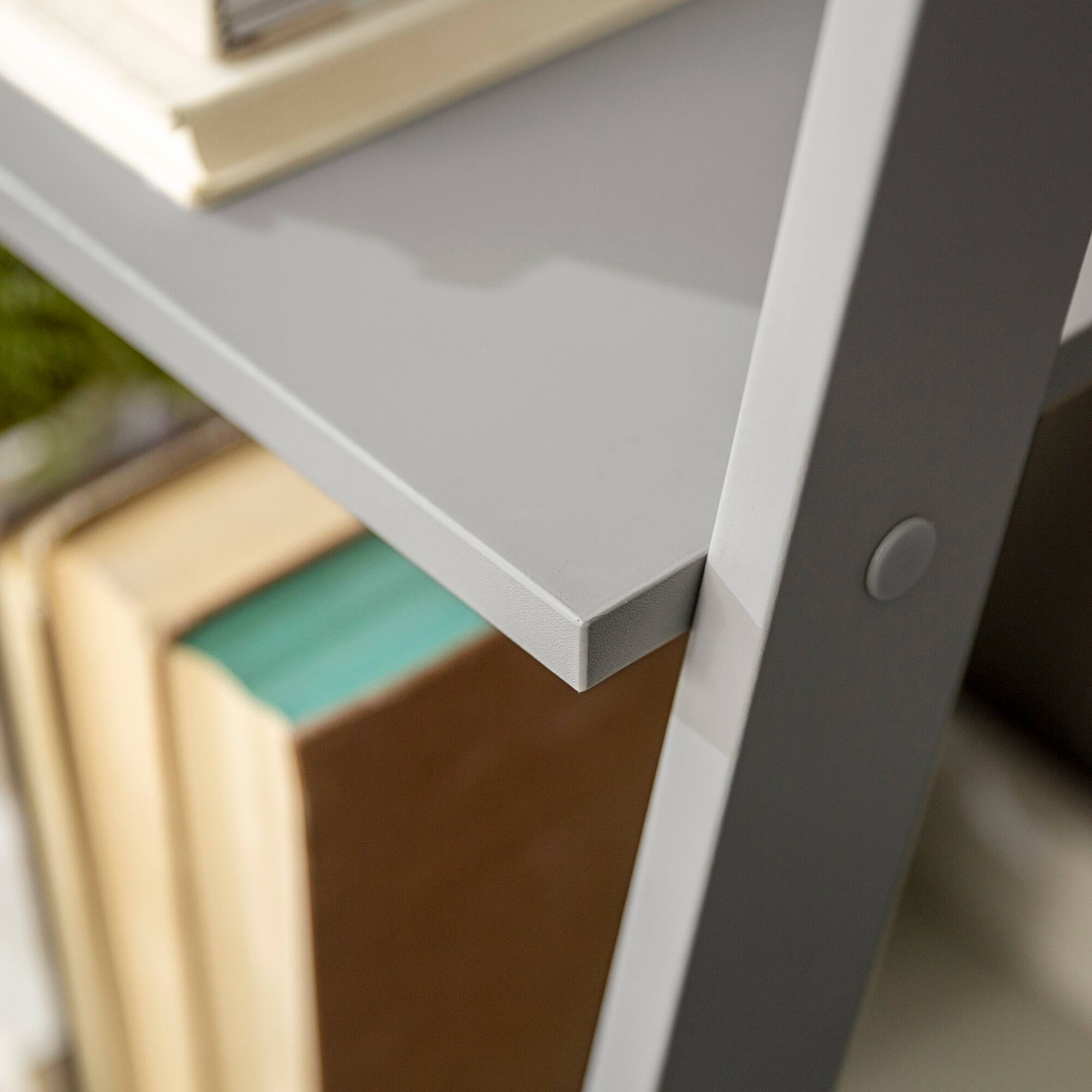 Walker Edison 55&#x22; Gray Modern Ladder Bookshelf