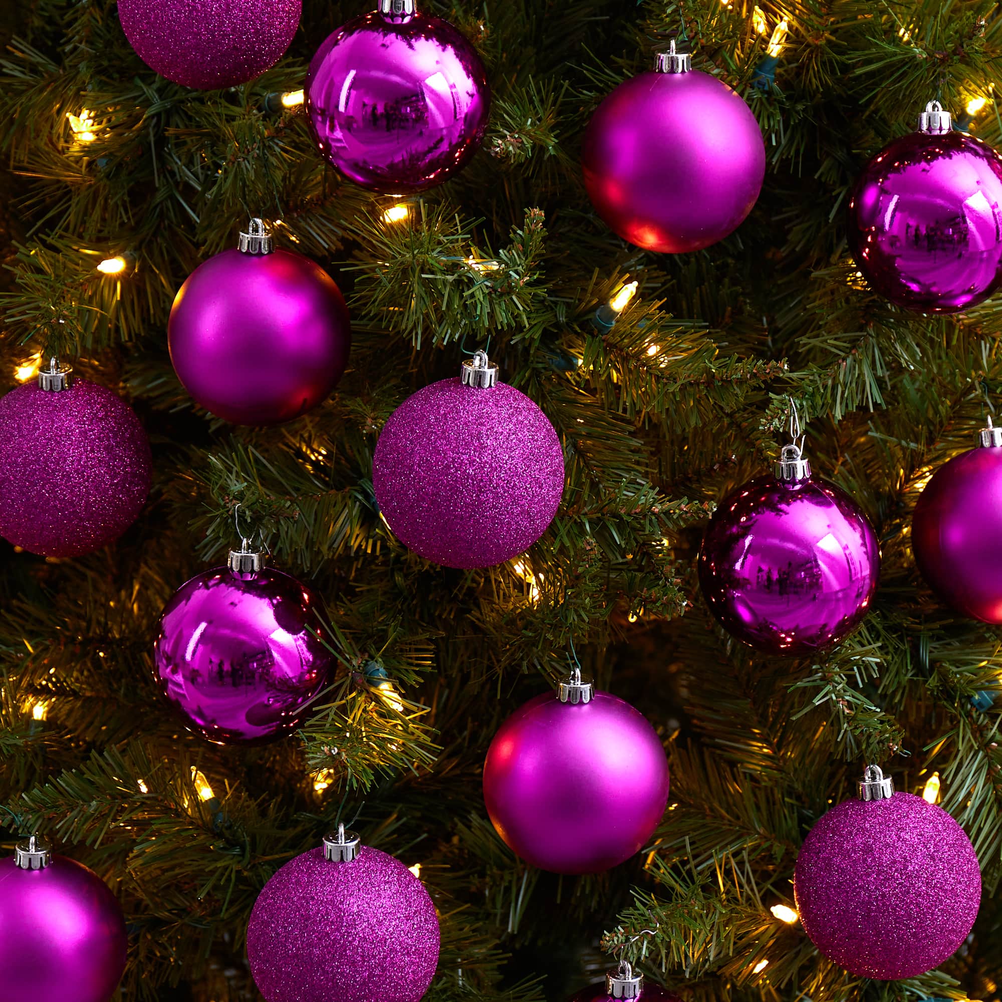 20ct. 3&#x22; Pink Shatterproof Christmas Ornaments