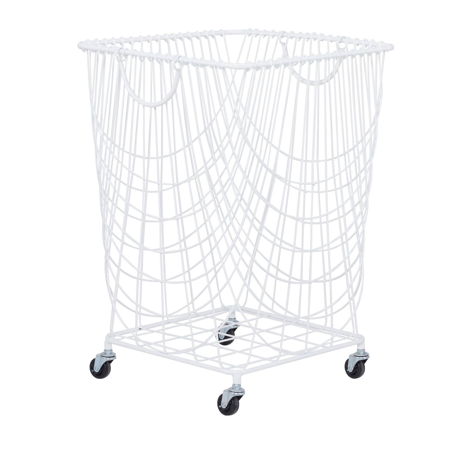 White Iron French Country Storage Cart, 17" x 17" x 17"