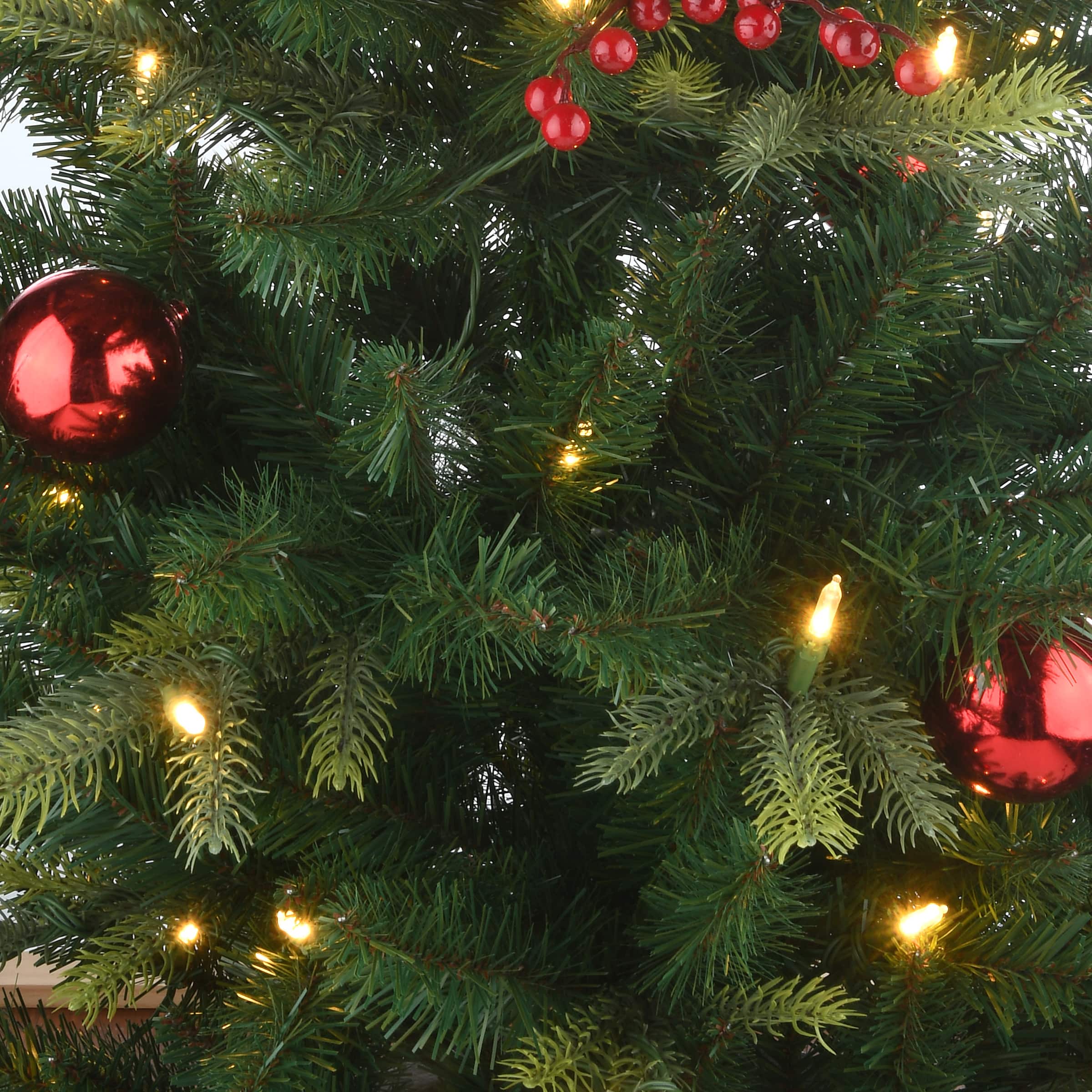 4ft. Pre-Lit & Pre-Decorated Scotch Creek Fir Entrance Artificial Christmas Tree, Warm White LED Lights