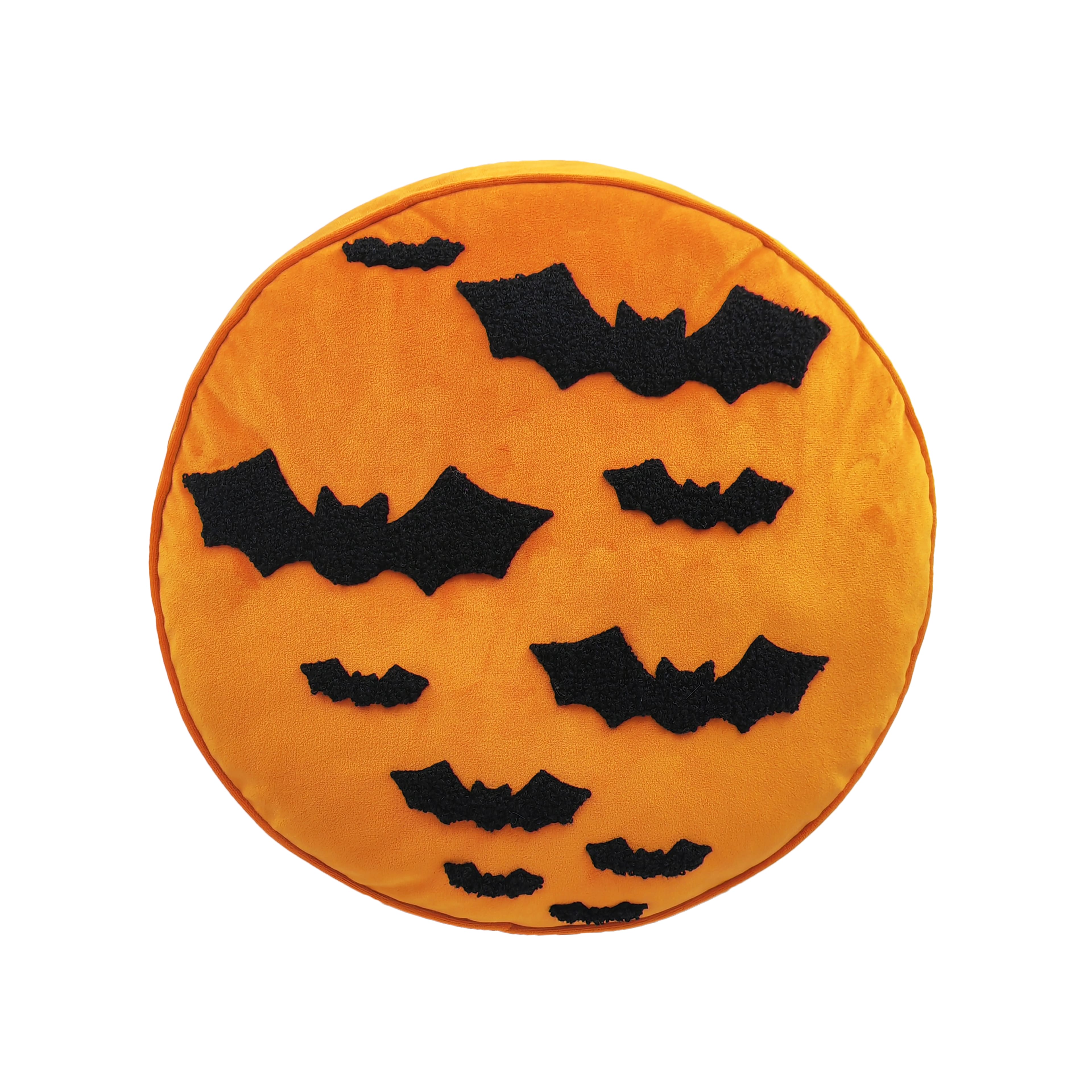 Halloween 15&#x22; Orange &#x26; Black Round Bat Pillow by Ashland&#xAE;