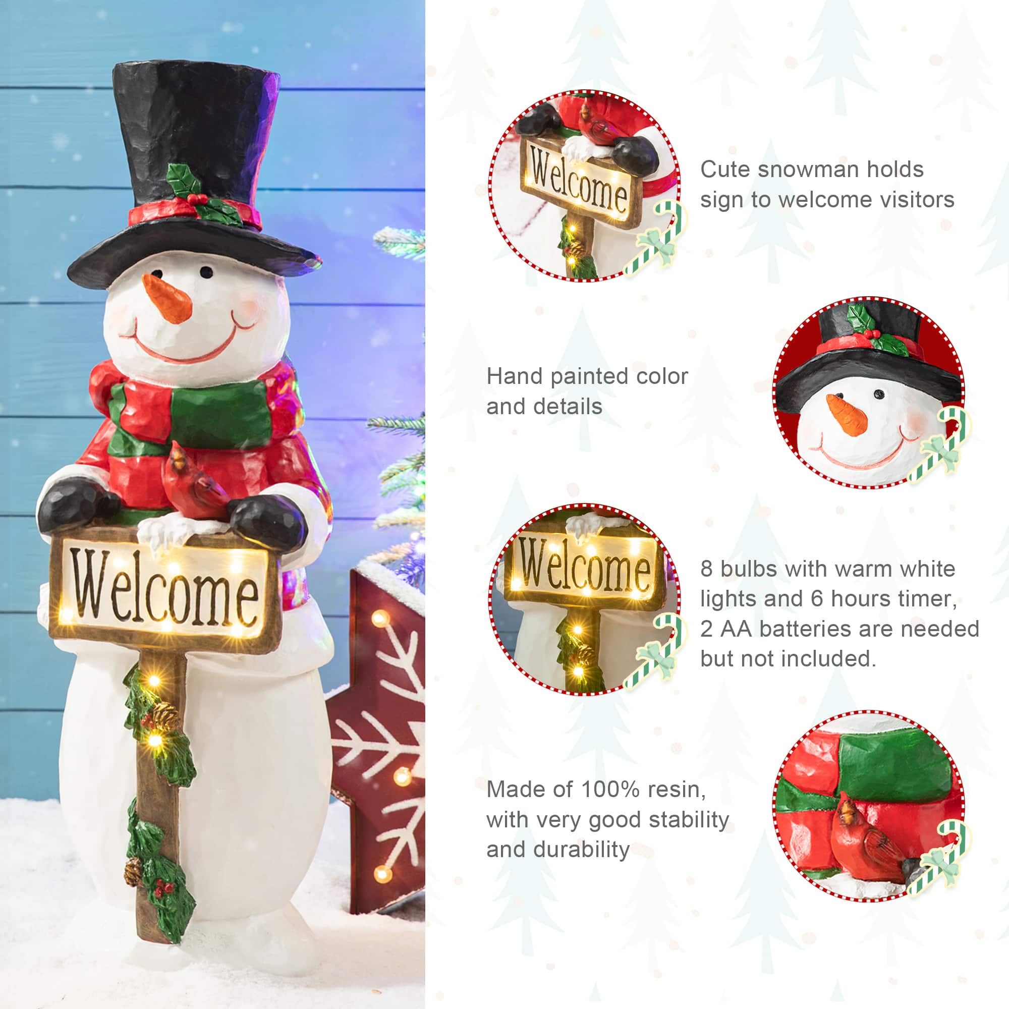 Glitzhome&#xAE; 29.25&#x22; Pre-Lit Christmas Snowman Porch D&#xE9;cor