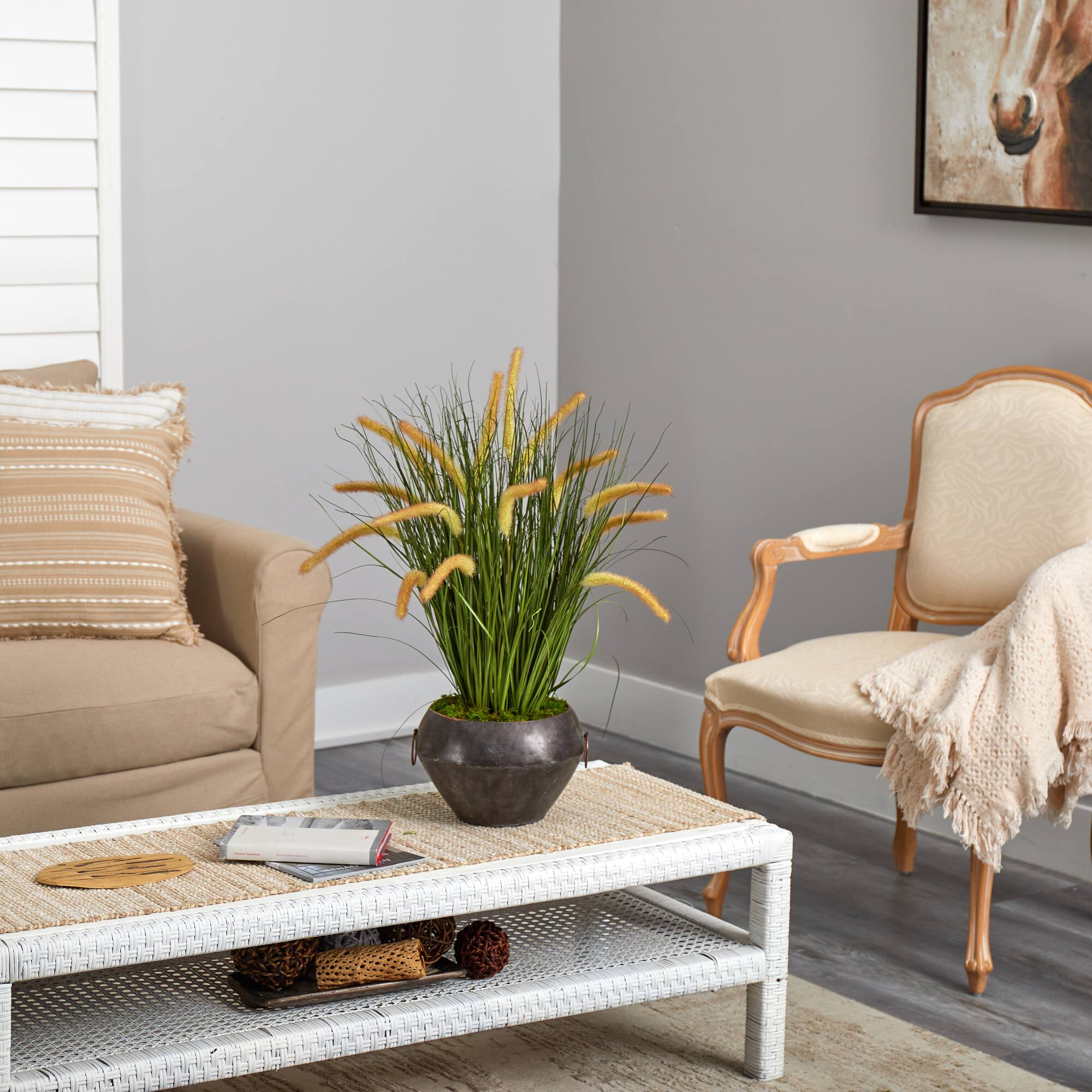 2.5ft. Onion Grass Plant in Metal Planter