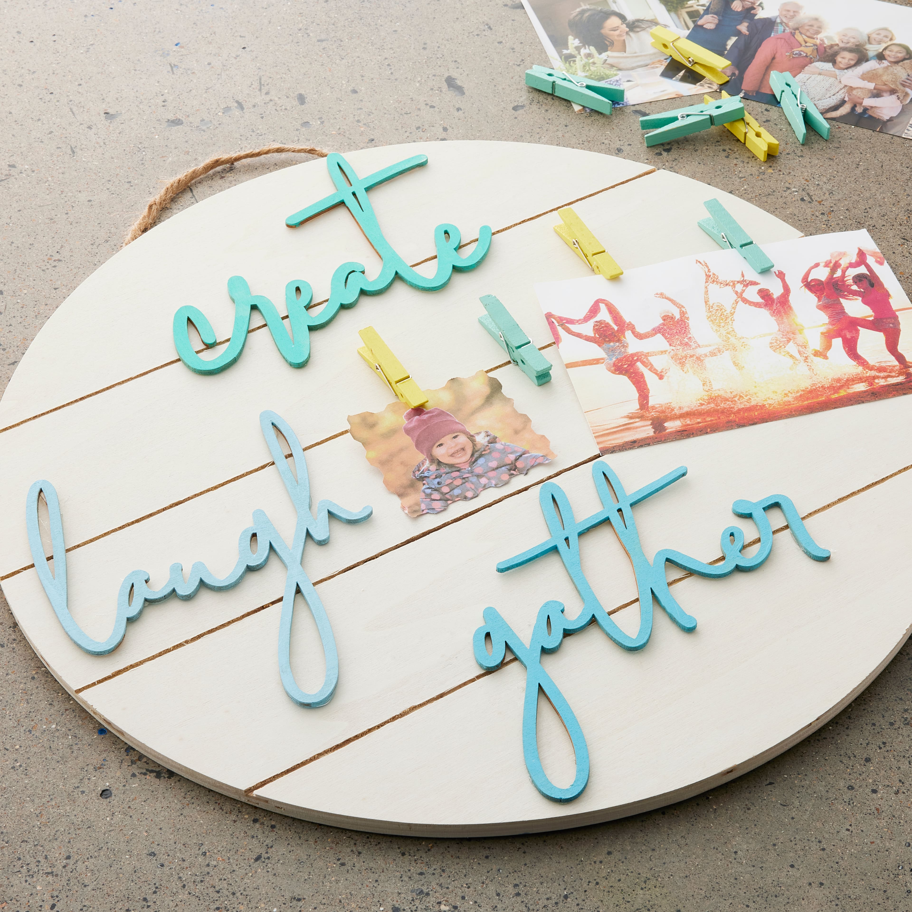 15" Unfinished Wood Slats Round Plaque by Make Market®