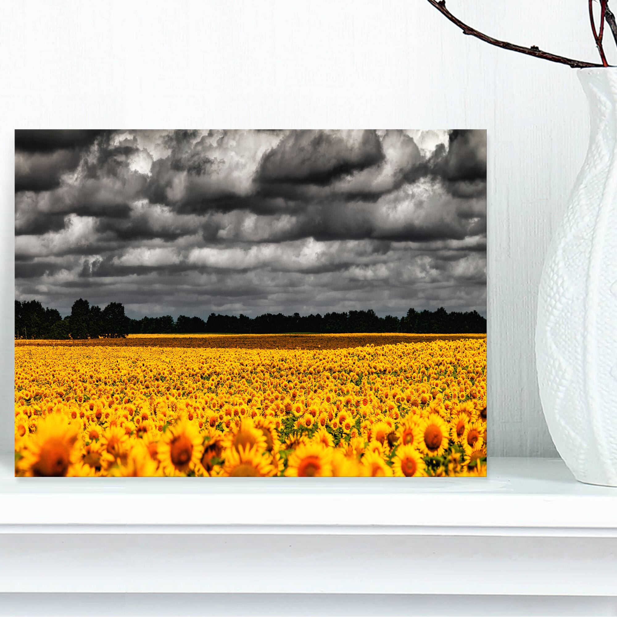 Designart - Van Gogh Summer with Clouds - Landscape Artwork Canvas