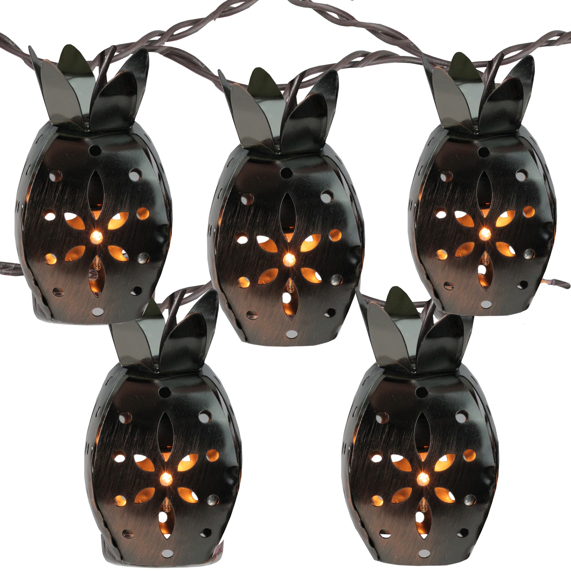 10ct. Distressed Metal Tropical Pineapple Fruit String Lights