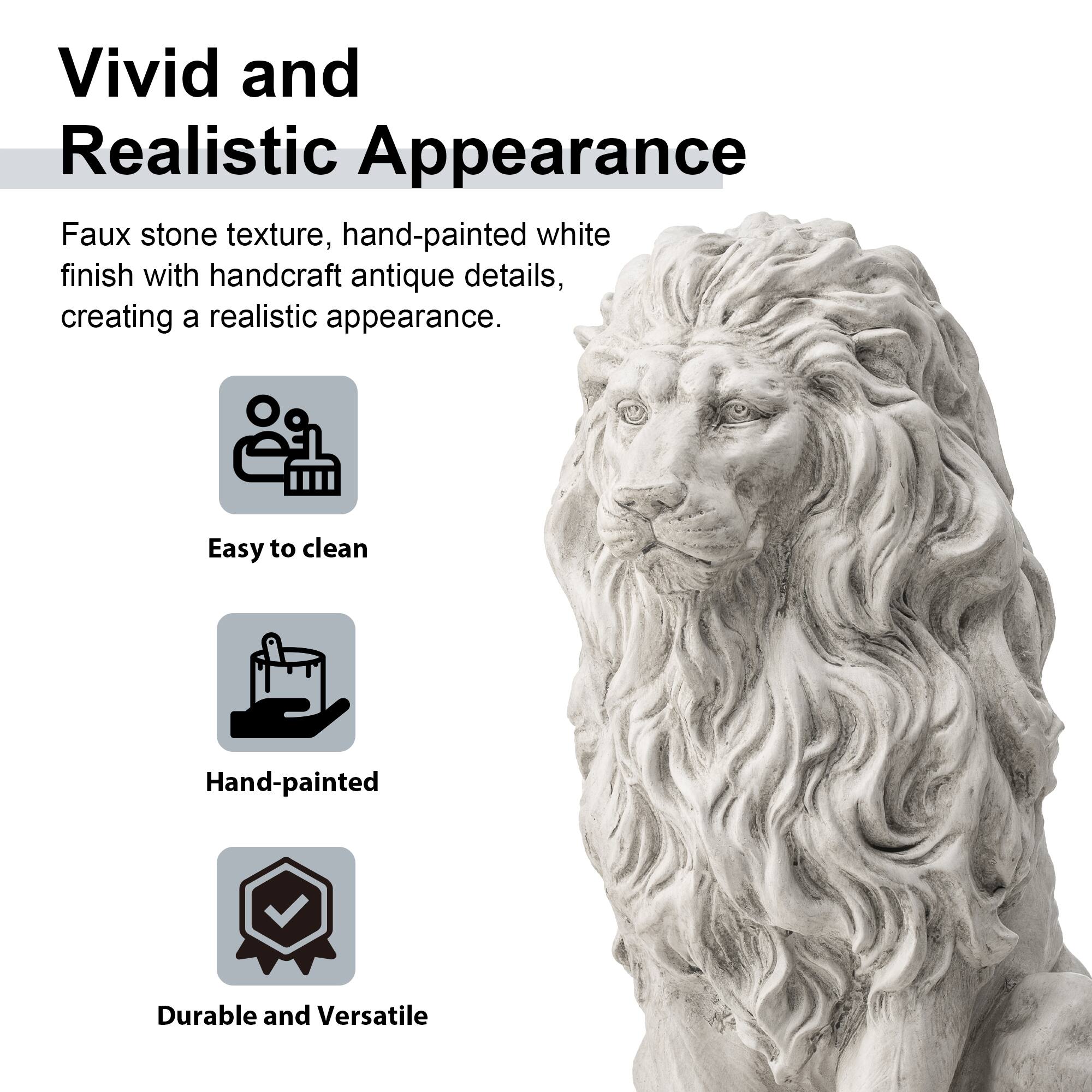 Glitzhome® 20.75" MGO White Guardian Lion Sitting Statue