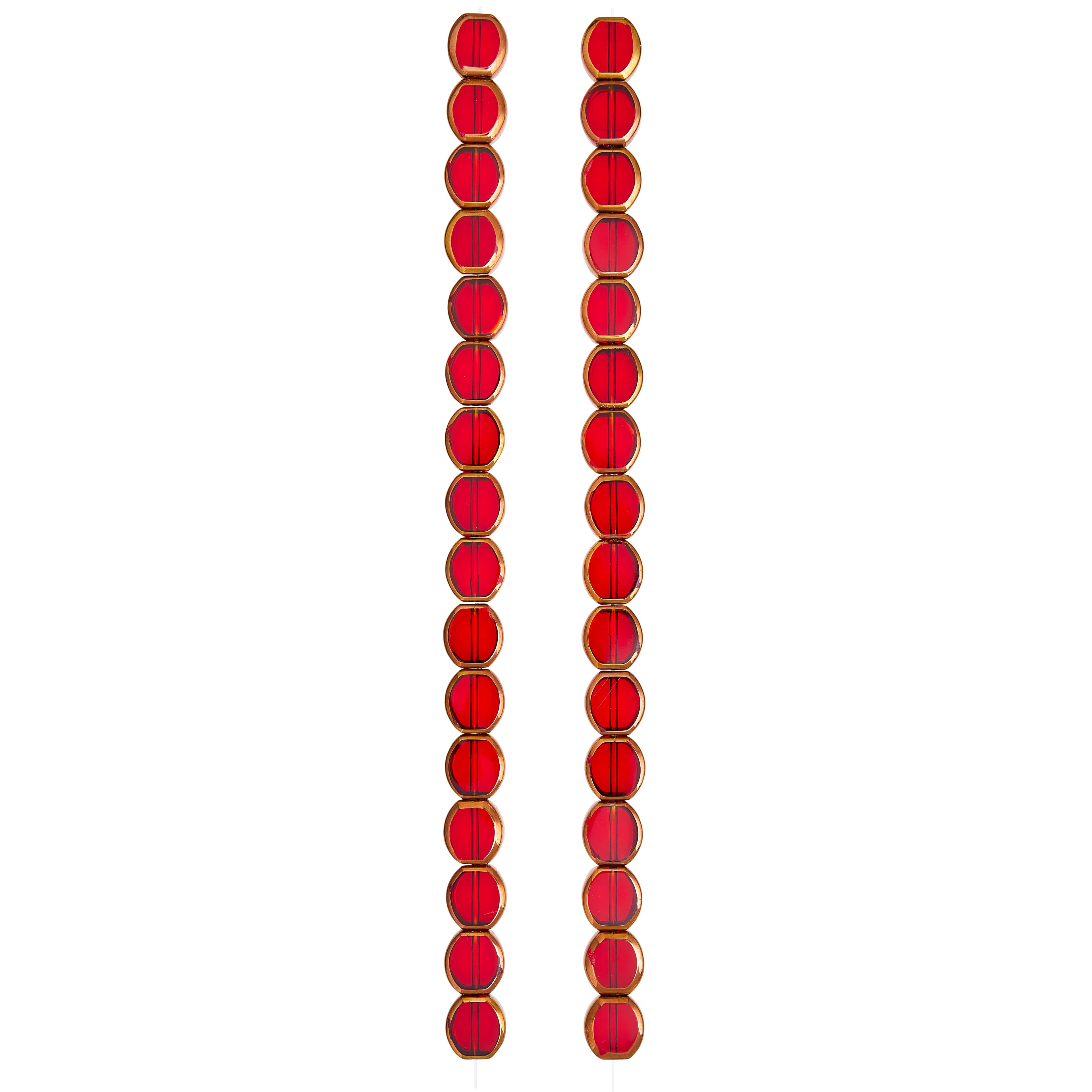 12 Pack: Ruby Table Cut Glass Lentil Beads, 10mm by Bead Landing&#x2122;