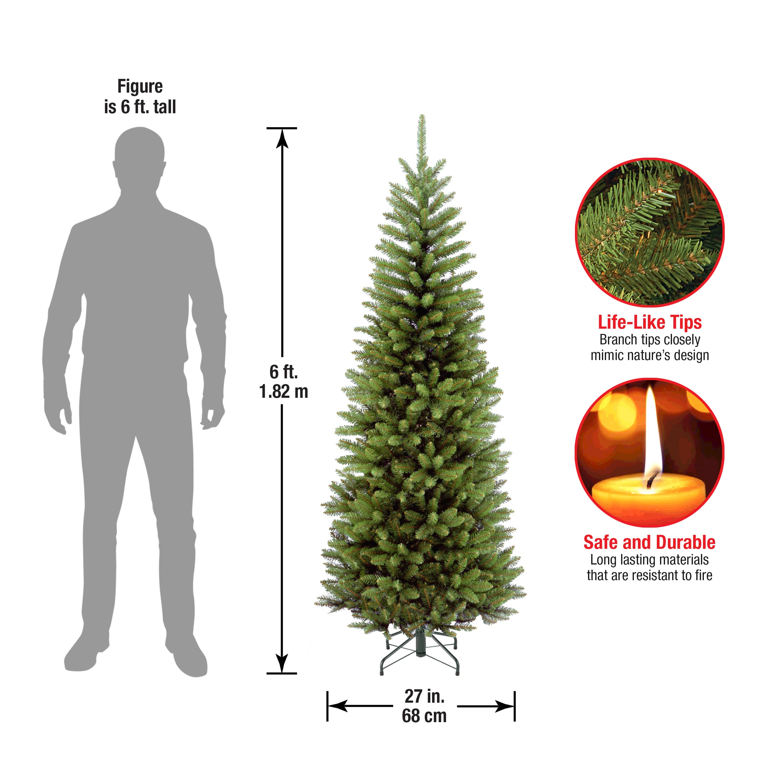 6ft. Unlit Kingswood® Fir Pencil Artificial Christmas Tree