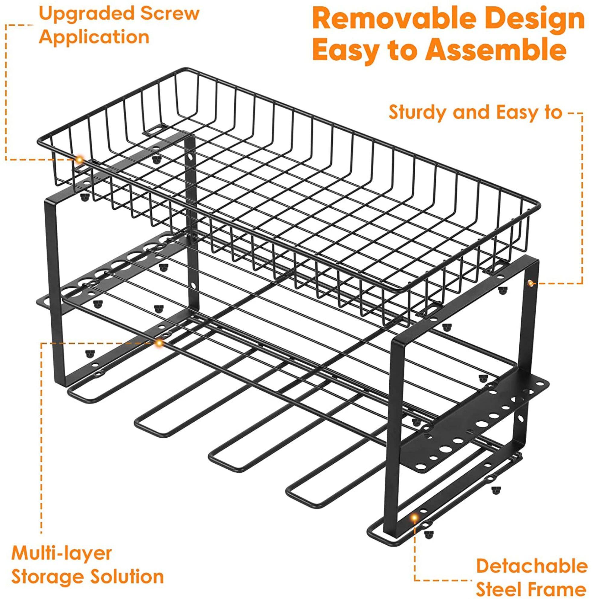 NEX™ 17" Black Wall-Mounted Power Tool Storage Rack with Basket