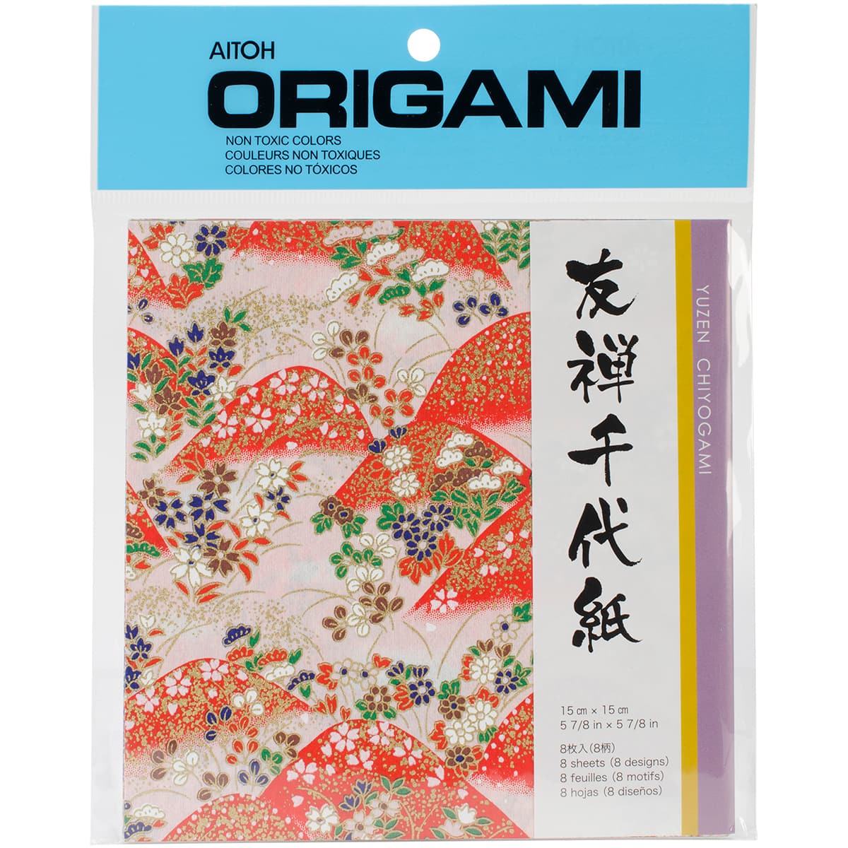 Aitoh 5.875 Yuzen Washi Red Origami Paper, 8 Sheets