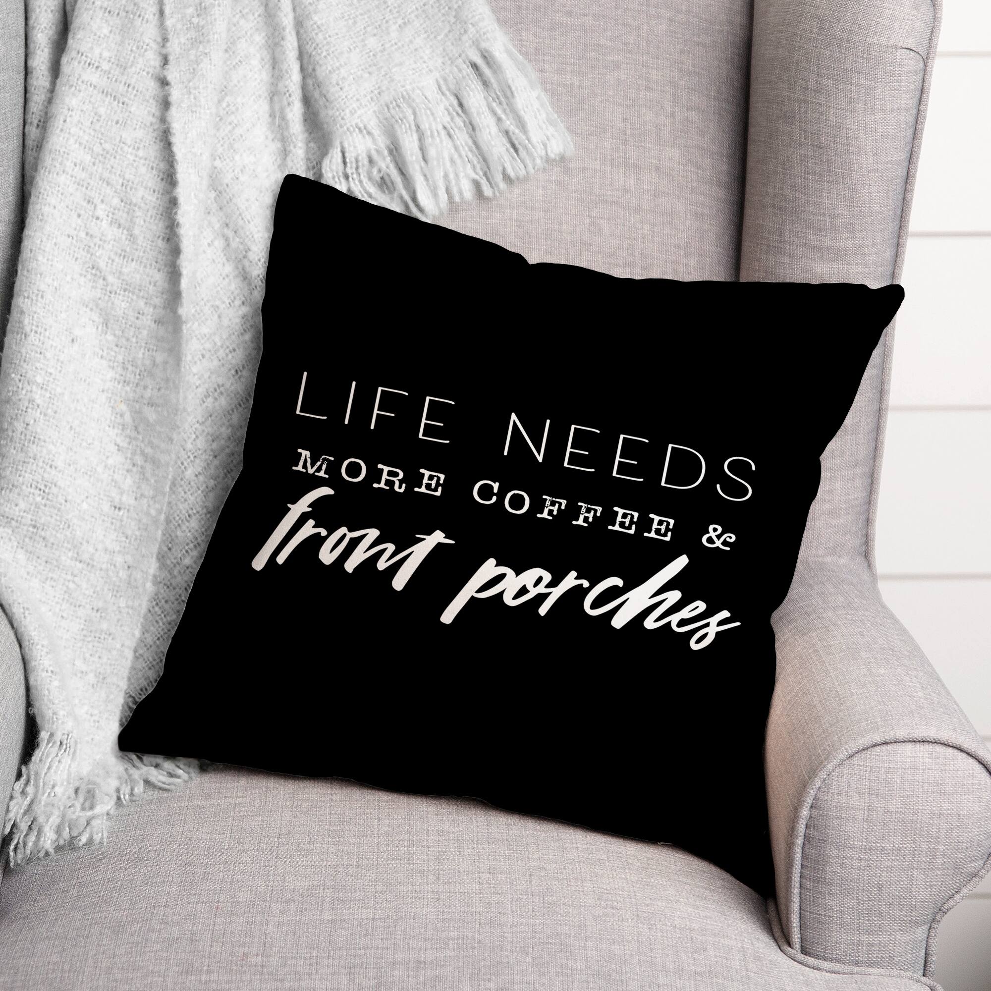 18" x 18" Coffee & Porches Throw Pillow