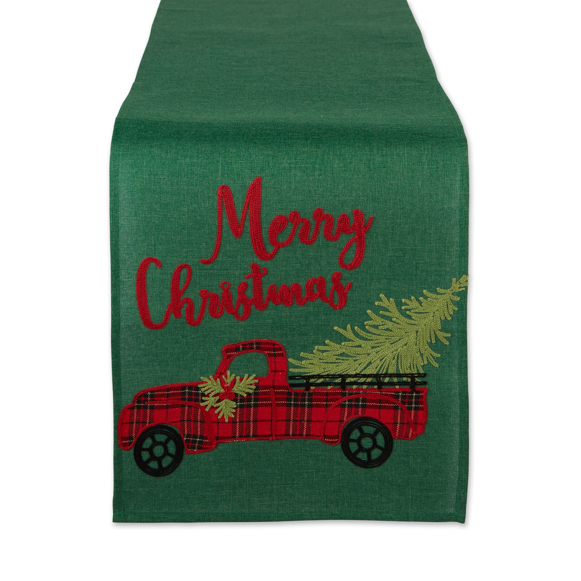 DII&#xAE; 108&#x22; Merry Christmas Truck Embroidered Table Runner