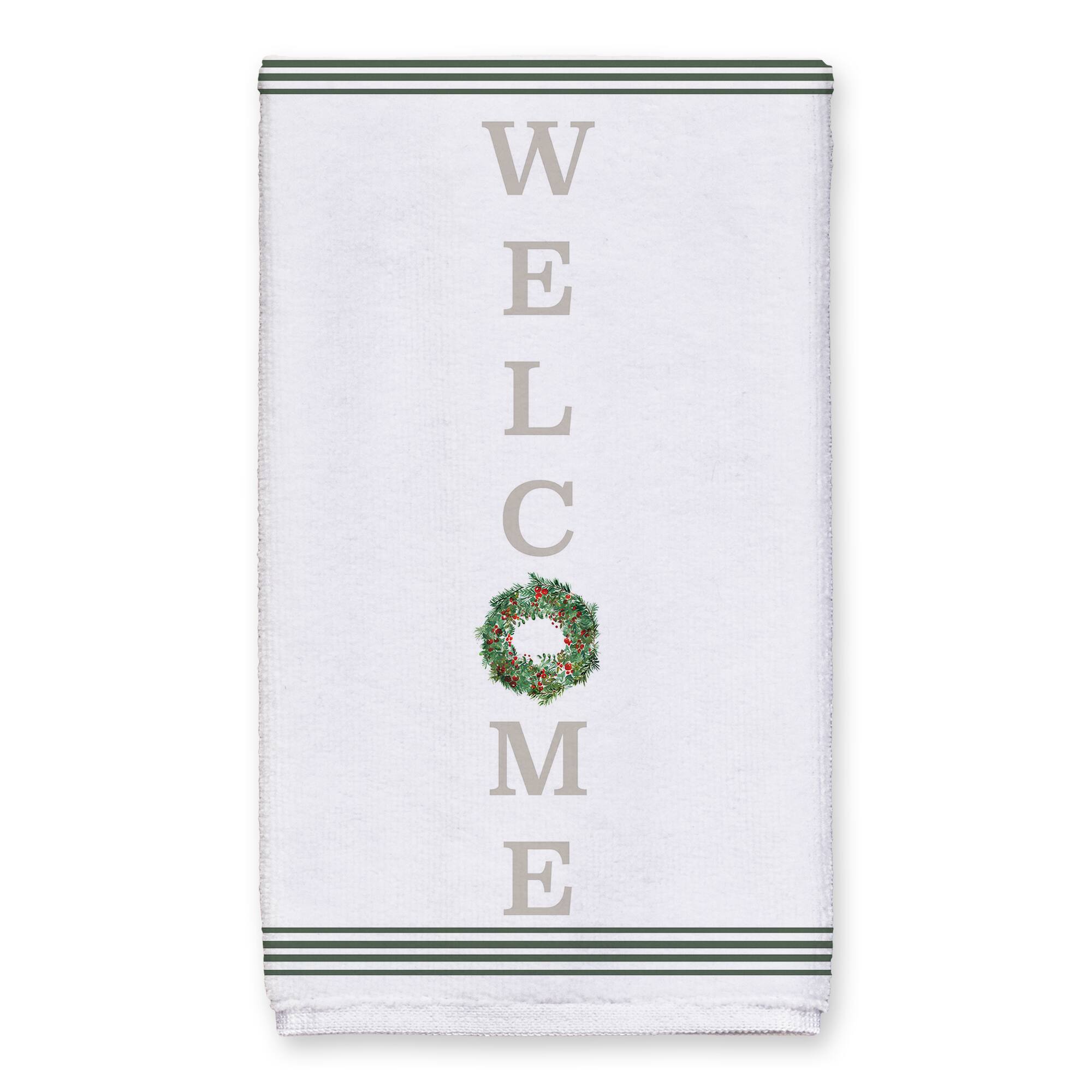 Welcome Wreath 16" x 25" Tea Towel - Set of 2