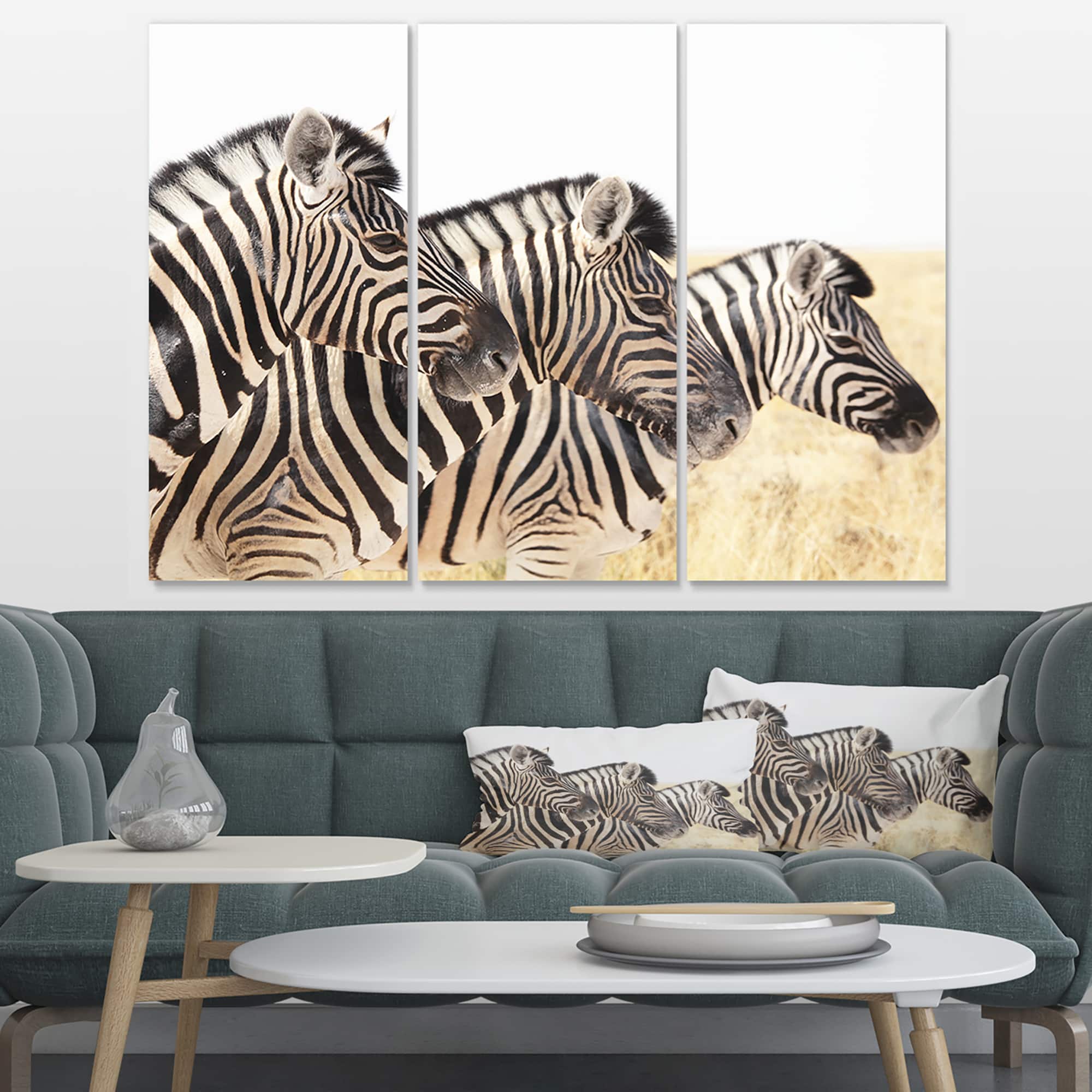 Designart - Zebras in A Row in Grassland