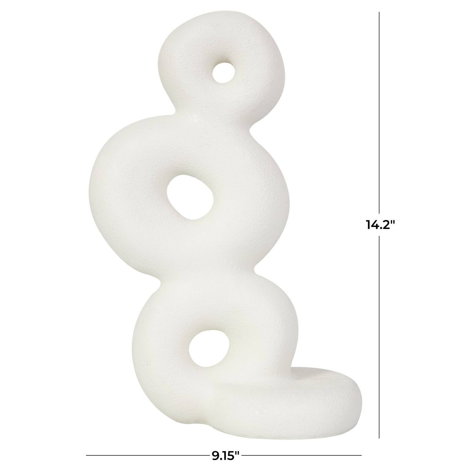 14" White Abstract Stacked Circle Ring Sculpture