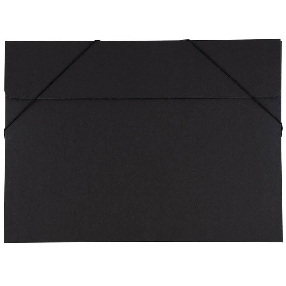 JAM Paper Black Kraft Portfolio with Elastic Closure 11&#x22; x 15&#x22;