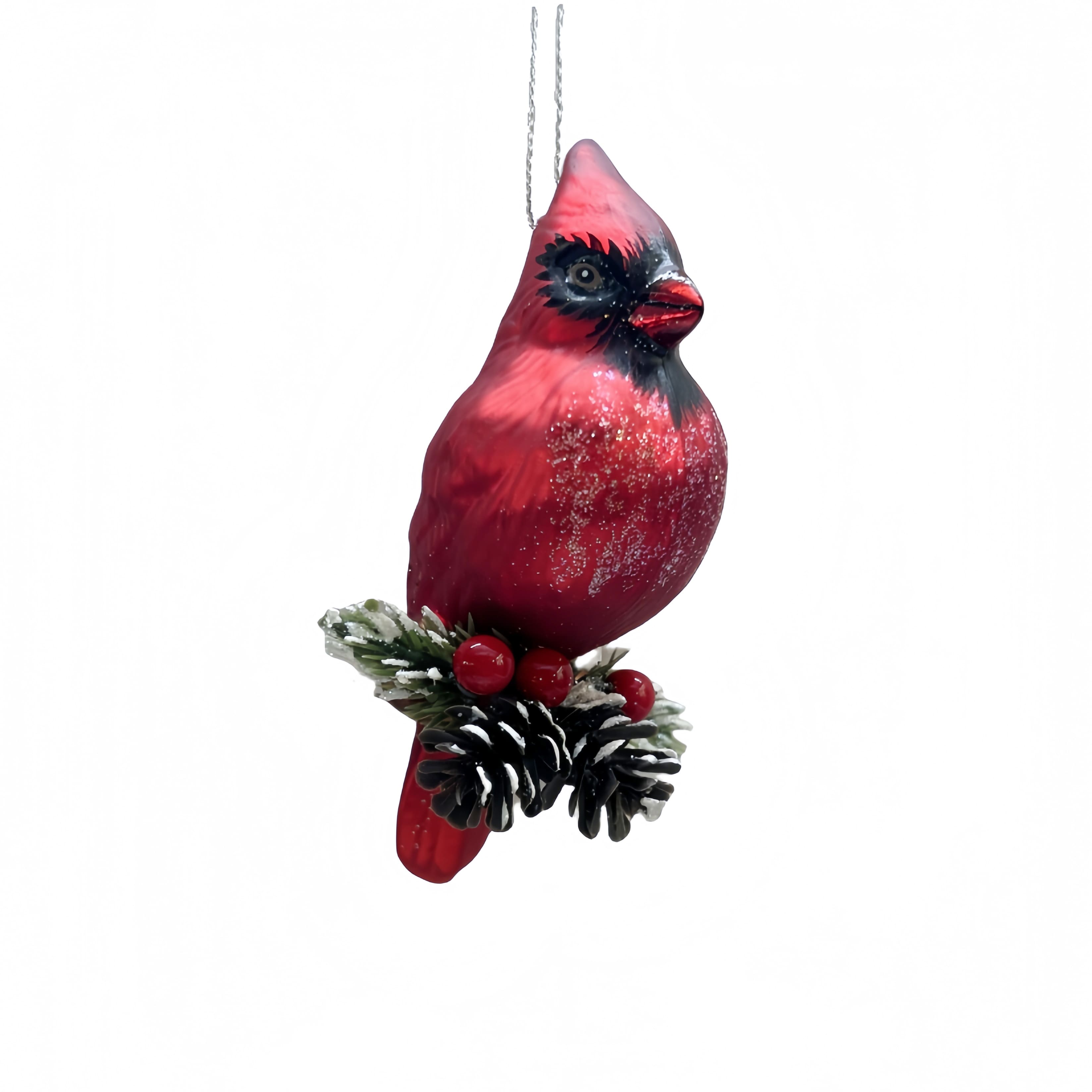 4.5&#x22; Cardinal with Greenery Glass Ornament by Ashland&#xAE;