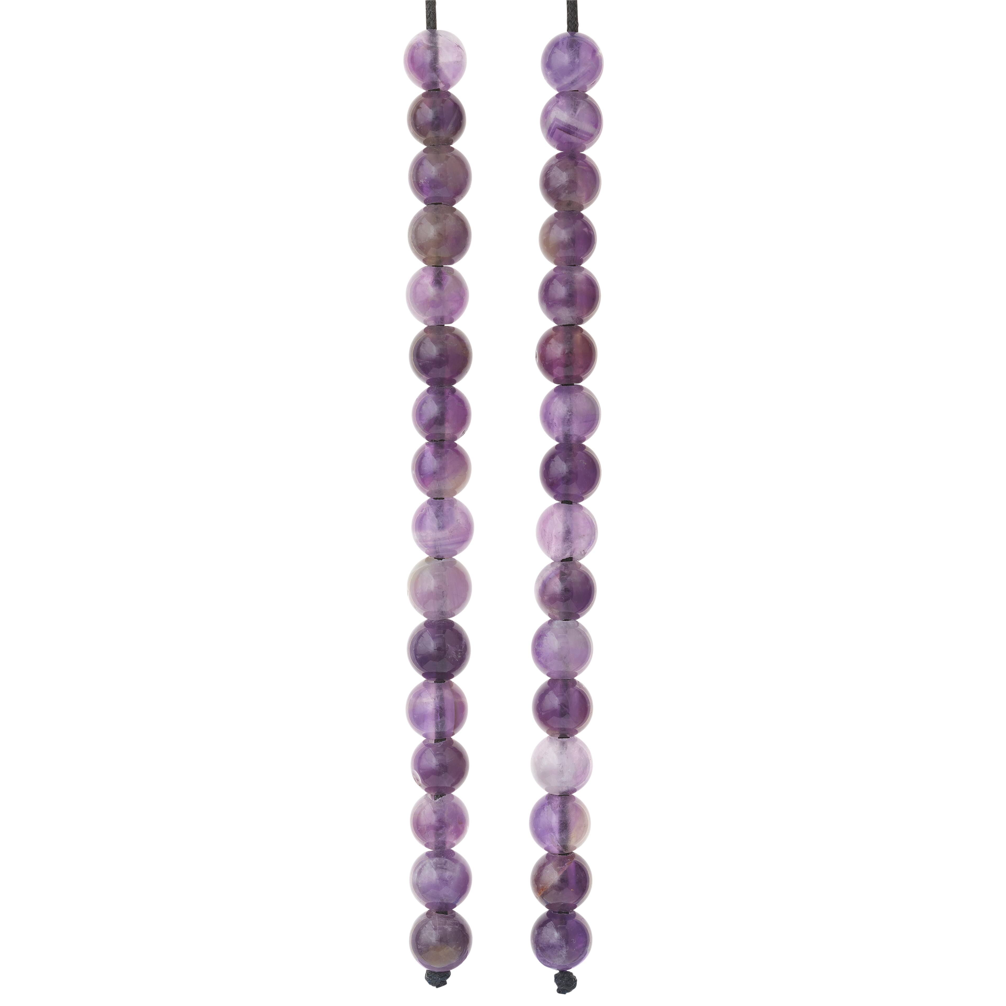 6 Pack: Purple Large Hole Amethyst Round Beads, 8mm by Bead Landing&#x2122;