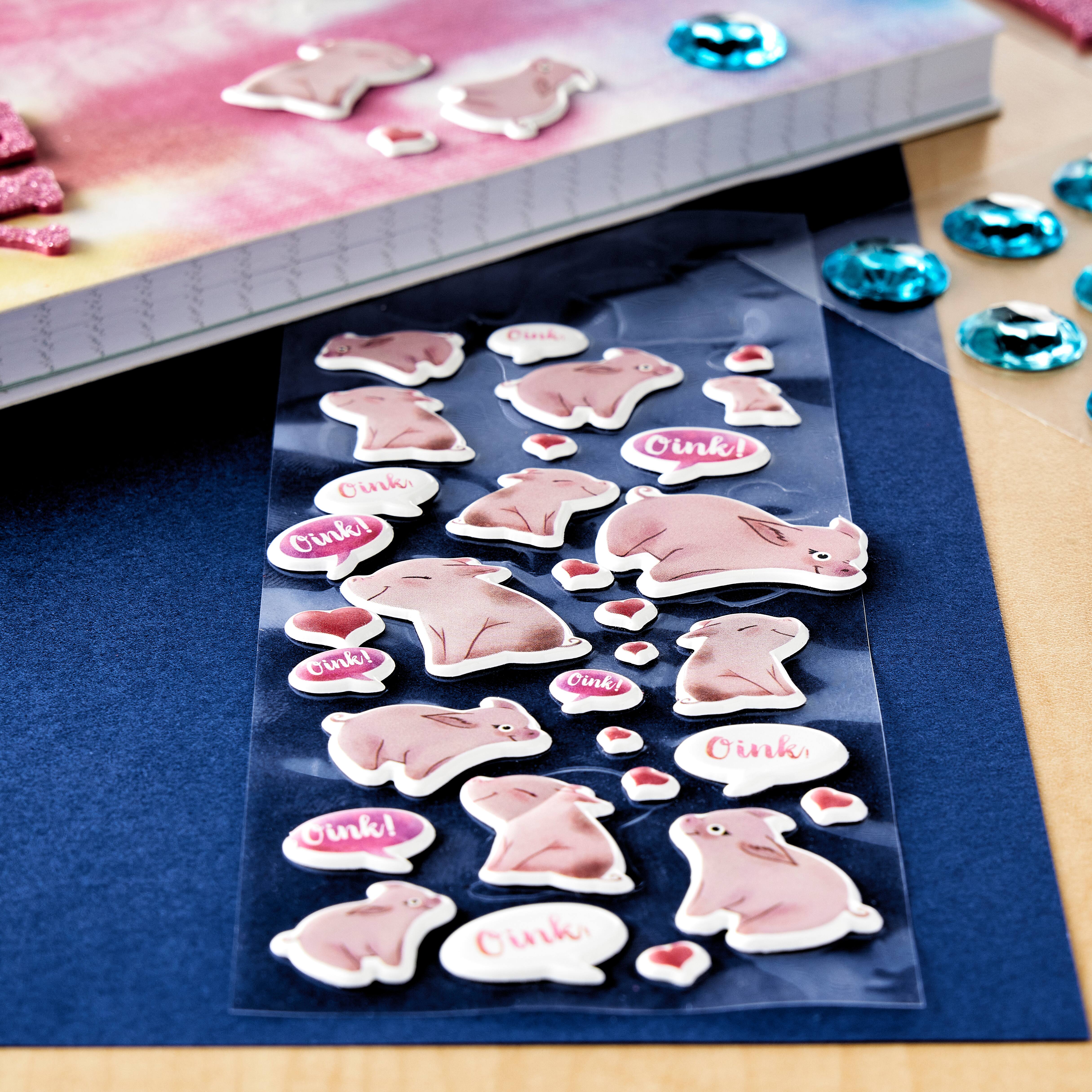 12 Pack: Pigs Puffy Stickers by Recollections&#x2122;