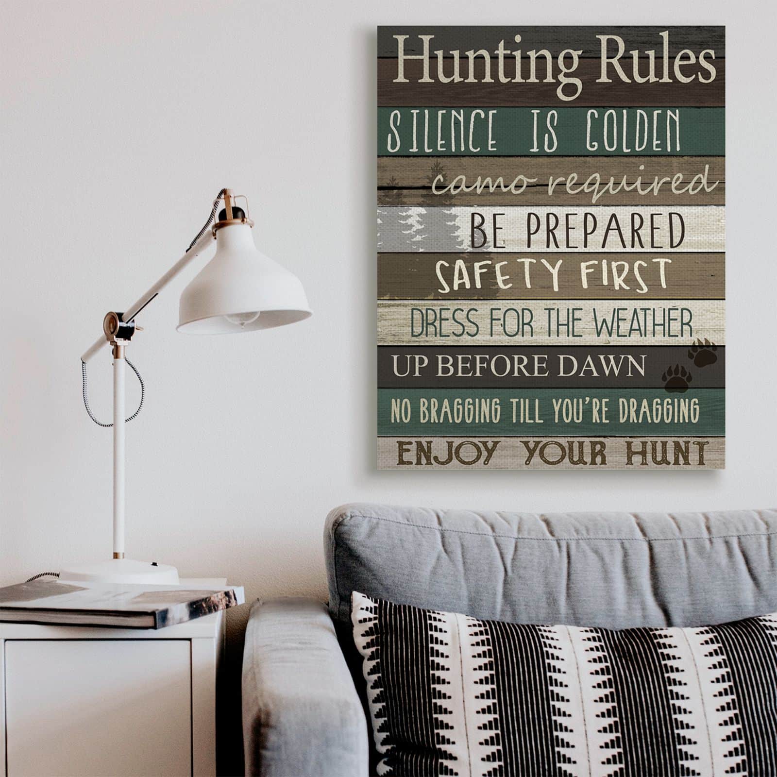 Stupell Industries Cabin Hunting Rules Rustic Charm Brown Green Canvas Wall Art