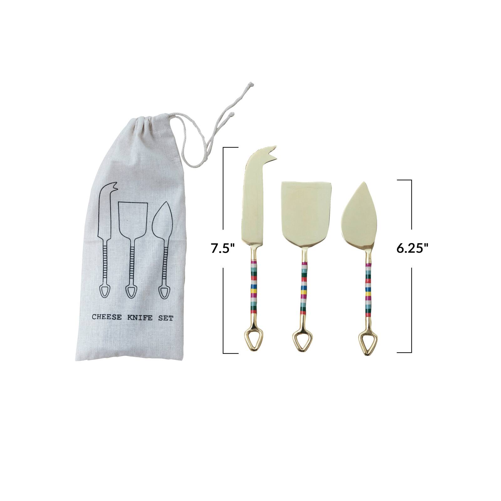 Hello Honey® Gold & Multicolor Stripes Stainless Steel Cheese Server Set