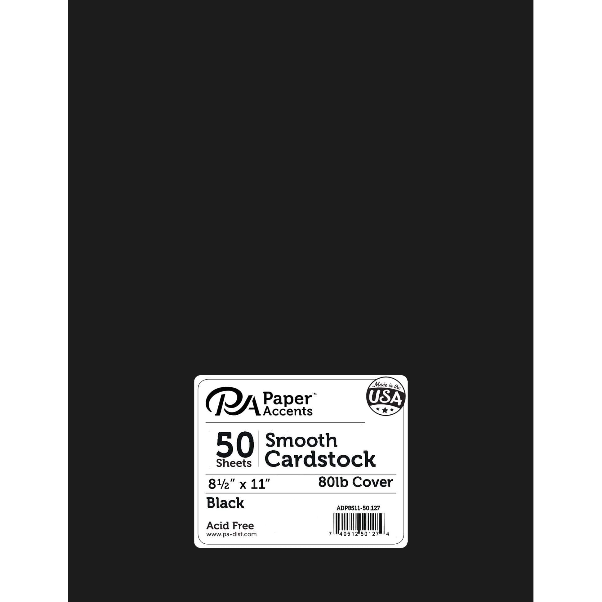 PA Paper™ Accents 8.5 x 11 80lb. Black Smooth Cardstock, 50 Sheets